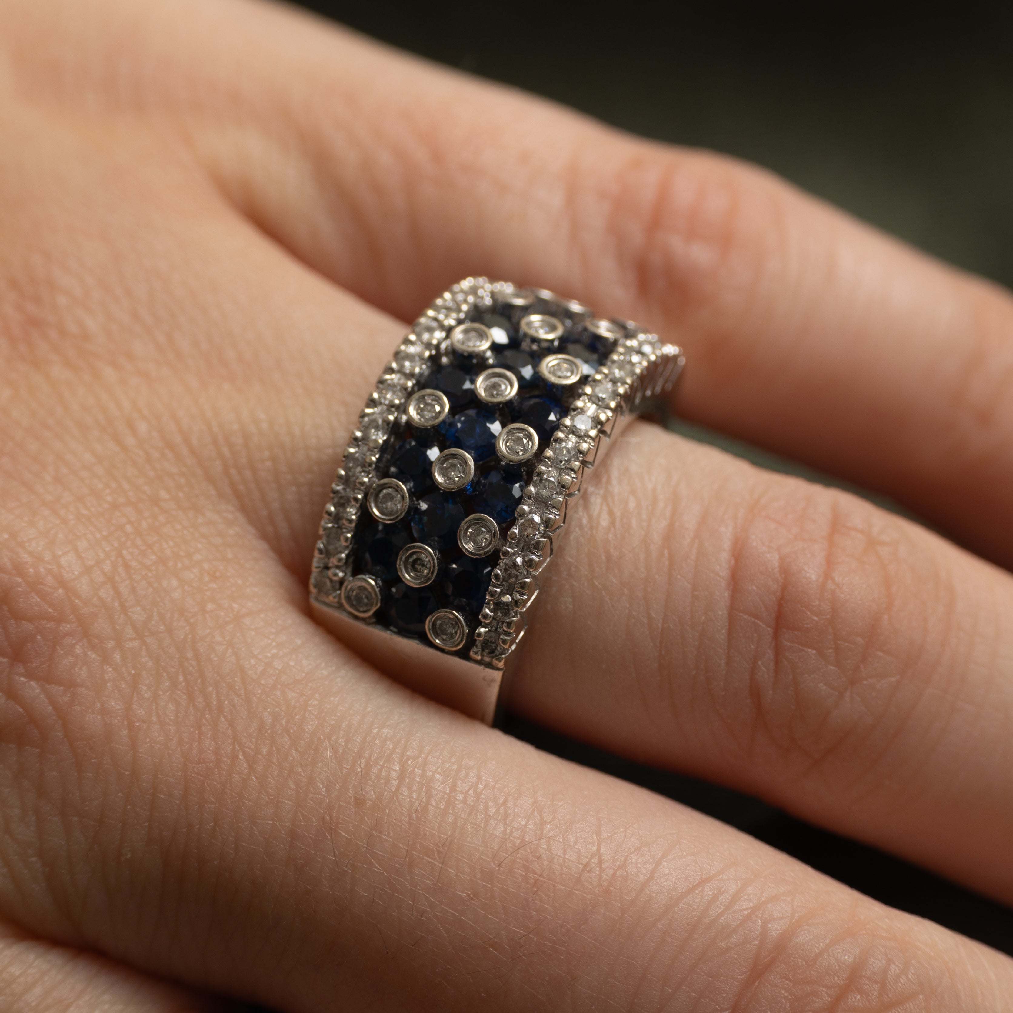 Sapphire & Diamond Grid Ring | 2.56ctw, 0.43ctw | SZ 7.75