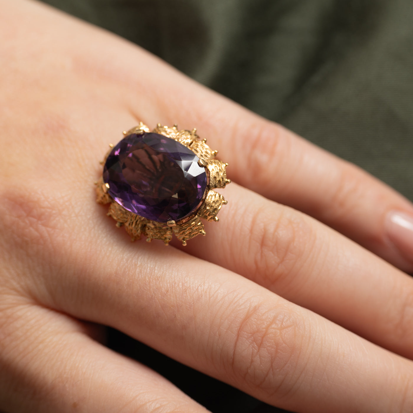 Amethyst Textured Cocktail Ring | 15.00ct | SZ 9.75