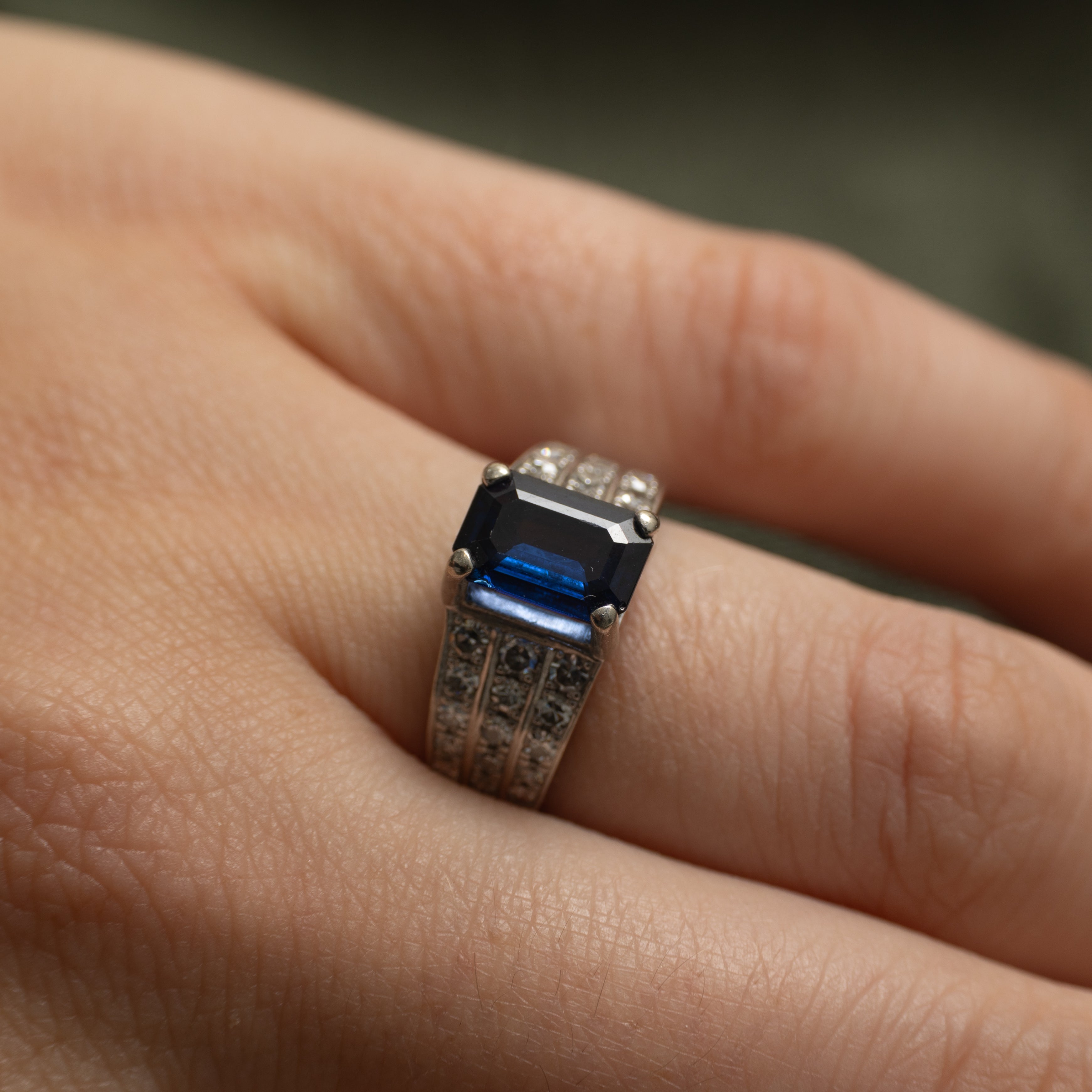 White Gold Sapphire & Diamond Euro Shank Ring | 1.48ct, 0.57ctw | SZ 6.25