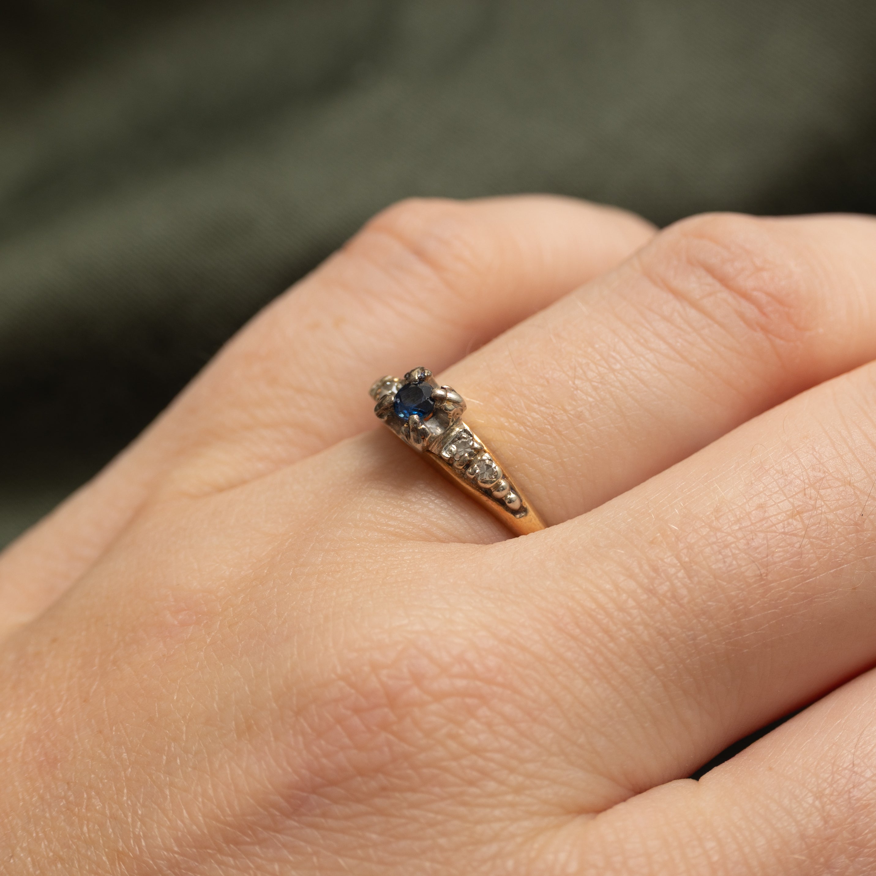 Two-Tone Sapphire & Diamond Ring | 0.14ct, 0.06ctw | SZ 6