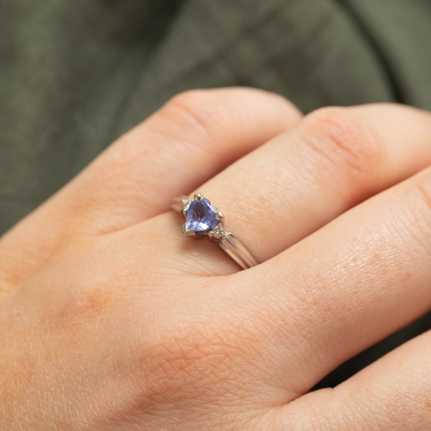 Heart Cut Tanzanite & Diamond Ring | 0.50ct, 0.04ctw | SZ 6.25
