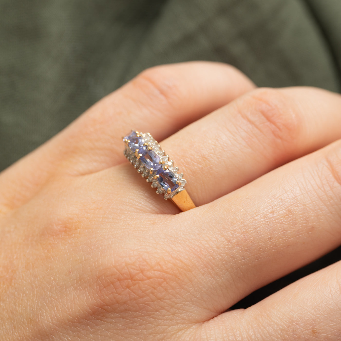 Oval Cut Tanzanite & Diamond Cluster Ring | 0.88ctw, 0.13ctw | SZ 6.75