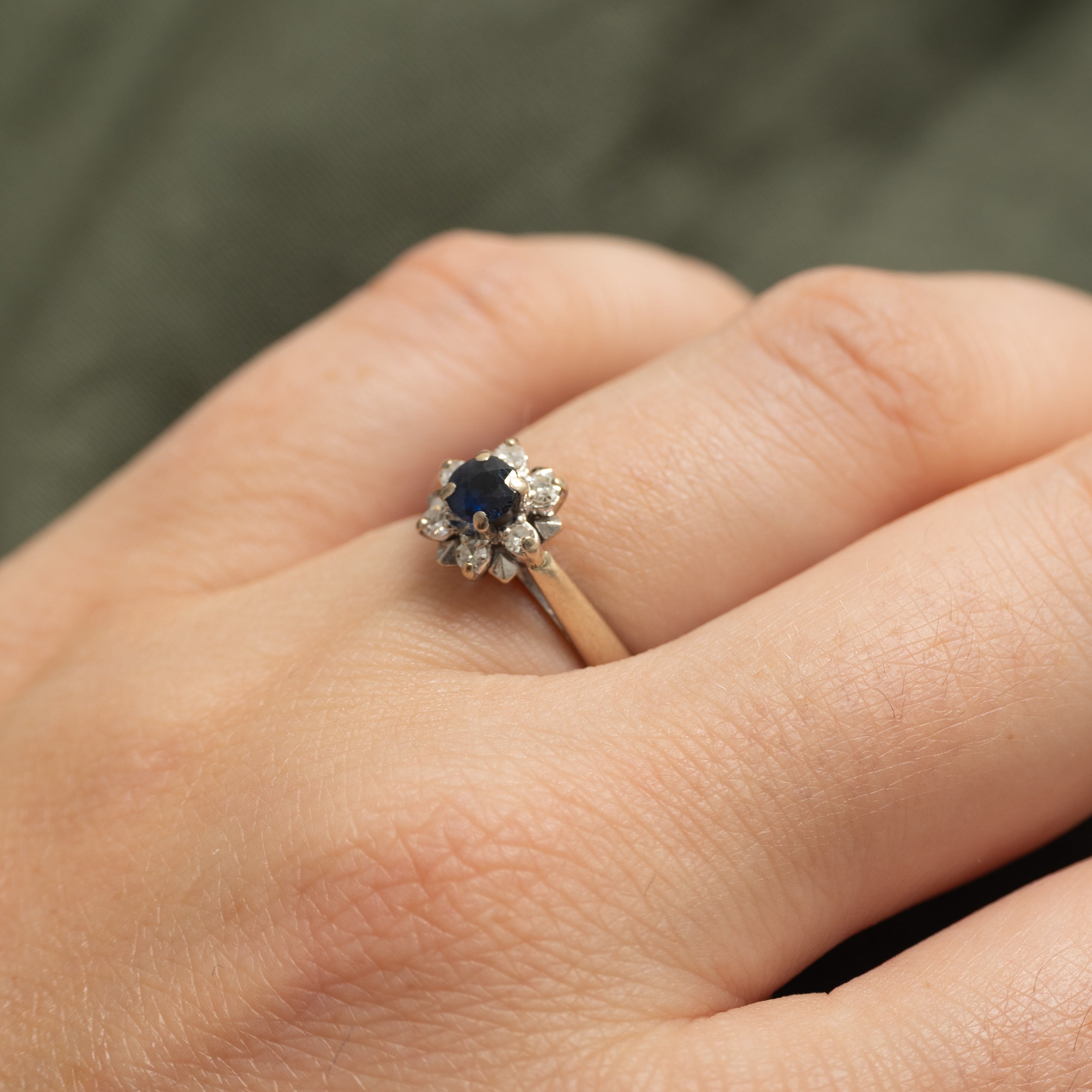 White Gold Sapphire & Diamond Petal Ring | 0.29ct, 0.12ctw | SZ 5