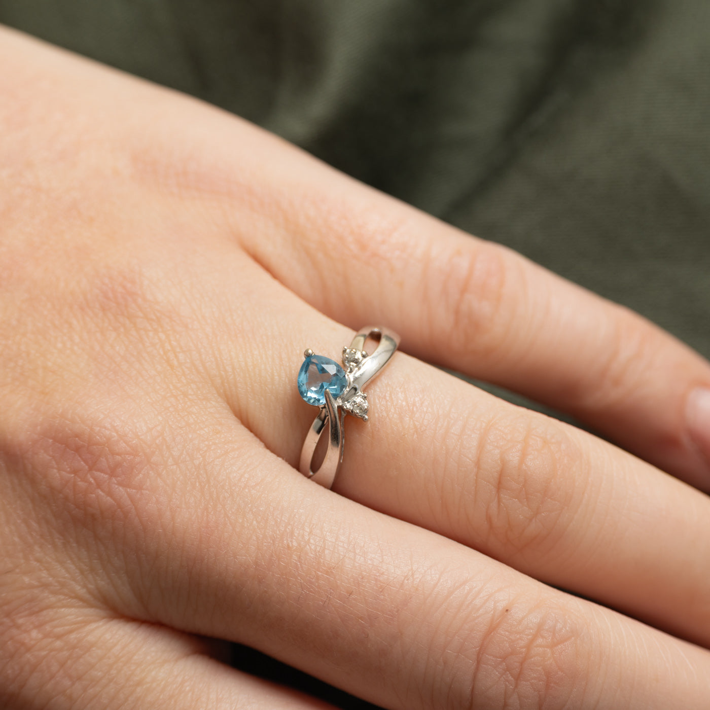 Blue Topaz & Diamond Heart Ring | 0.50ct, 0.01ctw | SZ 6.5