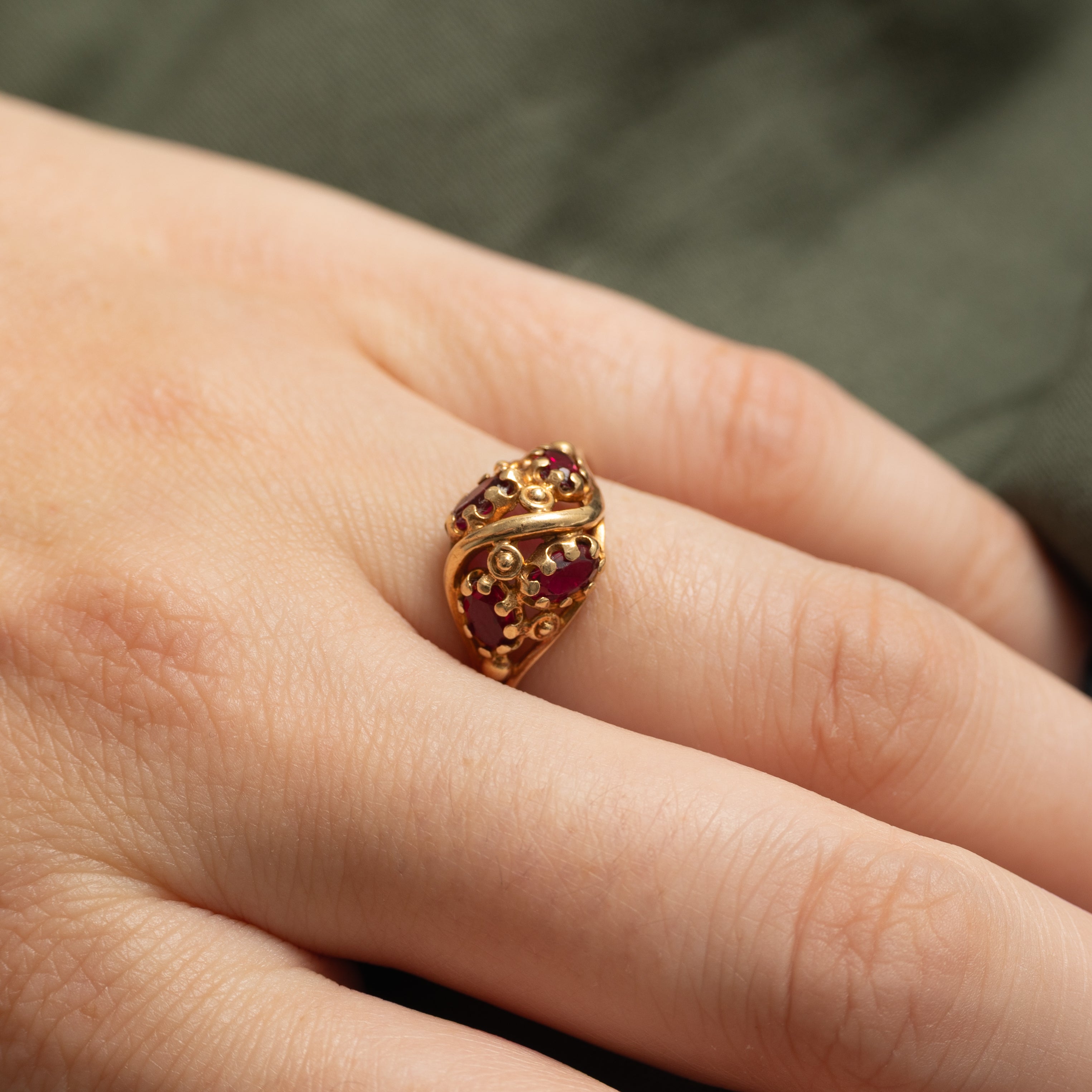 Four Stone Pasté Glass Openwork Ring | 1.60ctw | SZ 7