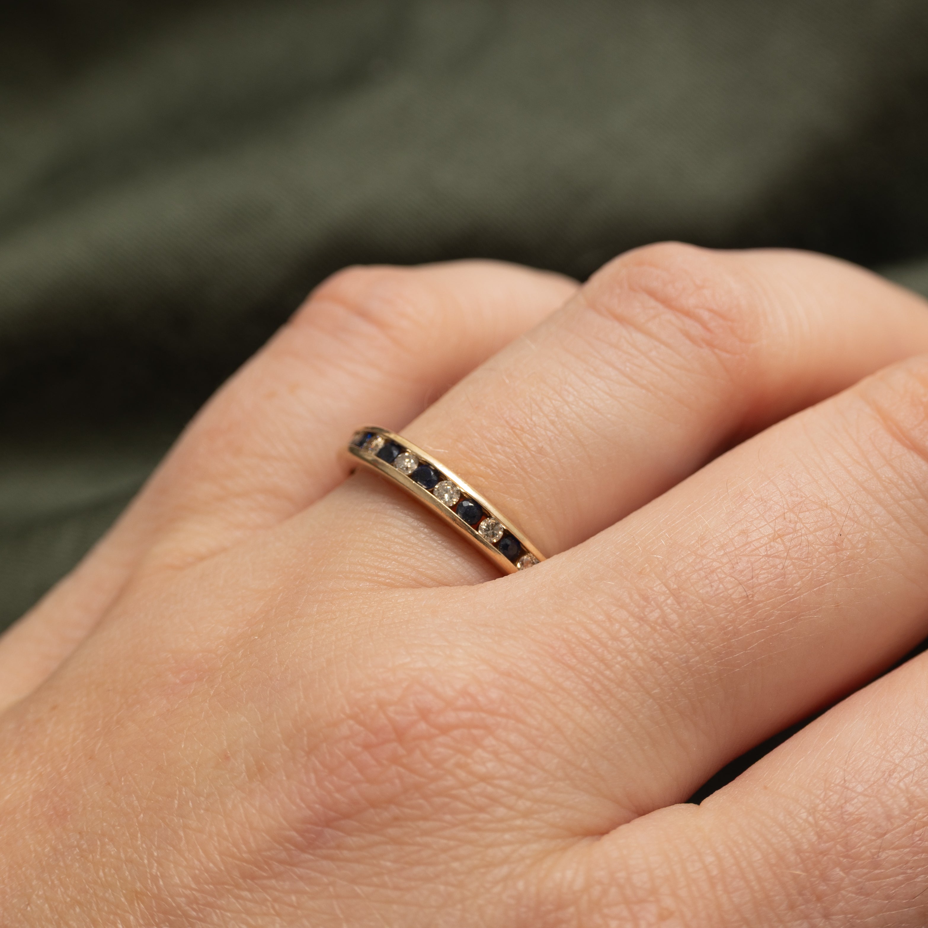 Channel Set Semi-Eternity Sapphire & Diamond Ring | 0.20ctw, 0.15ctw | SZ 7.25