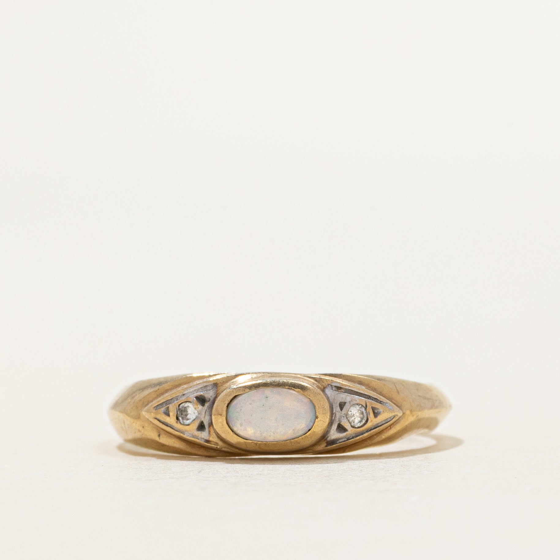 East West Opal & Diamond Ring | 0.10ct, 0.01ctw | SZ 7