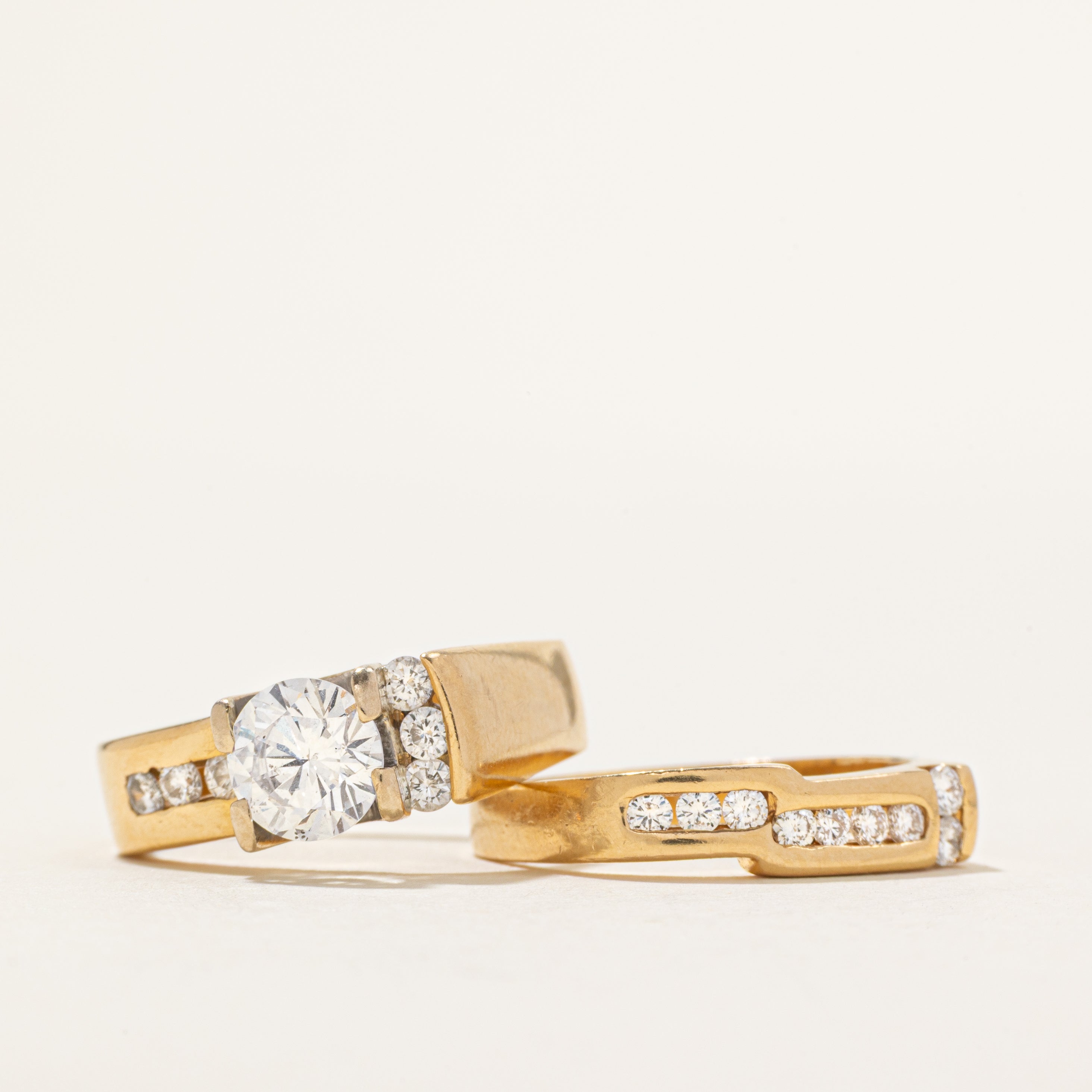 Unique Round Brilliant Diamond Wedding Set | 1.26 ctw, SZ 5.75 |