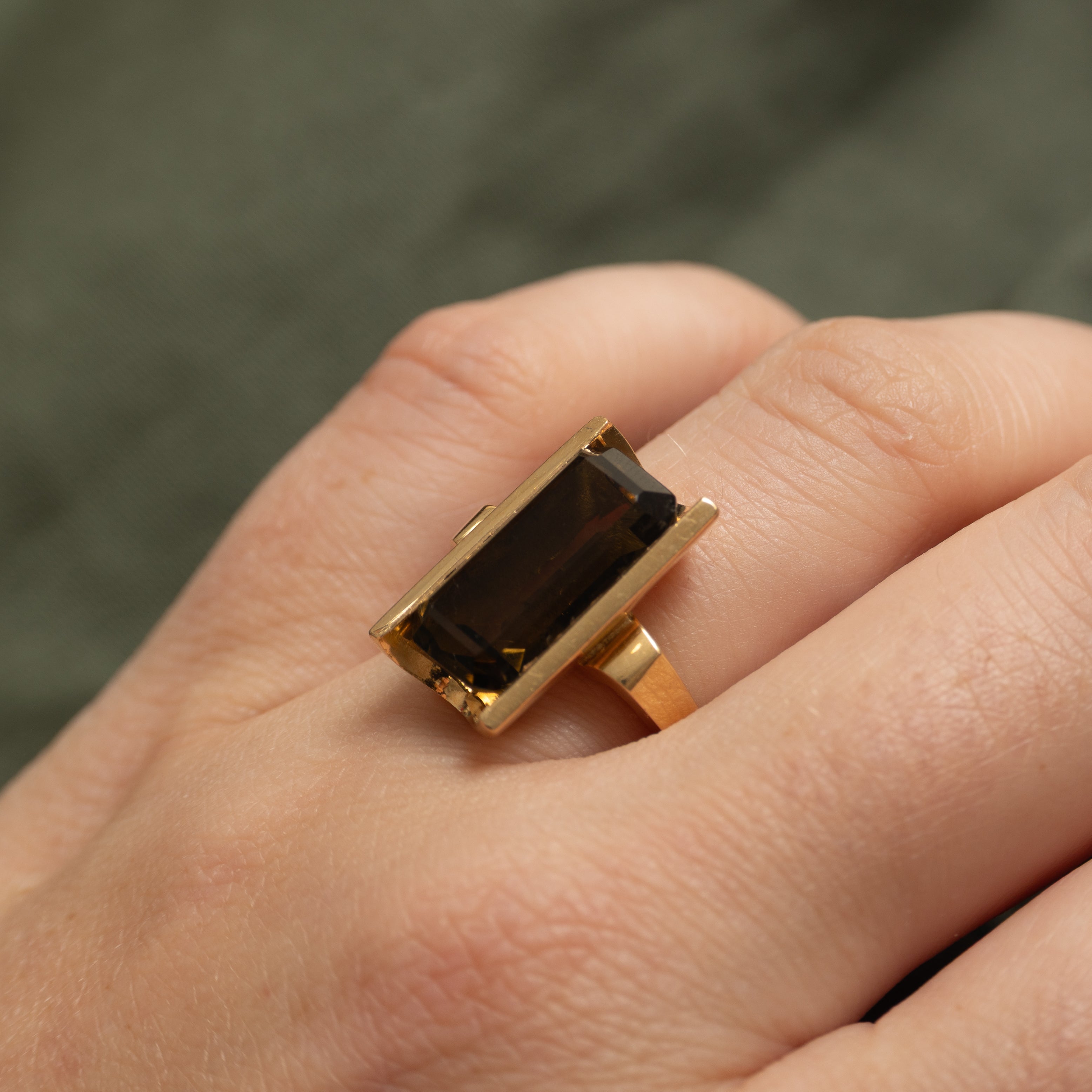 Smoky Quartz Column Cocktail Ring | 7.00ct | SZ 6.25