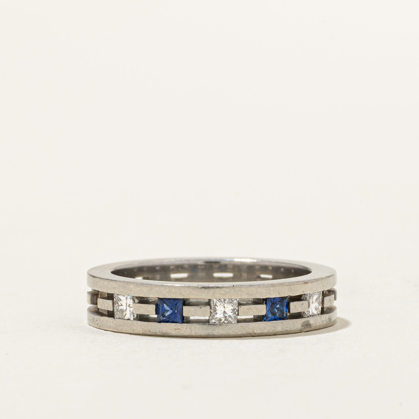 Five Stone Diamond & Sapphire Band | 0.15ctw, 0.10ctw | 3.95mm | SZ 4.5