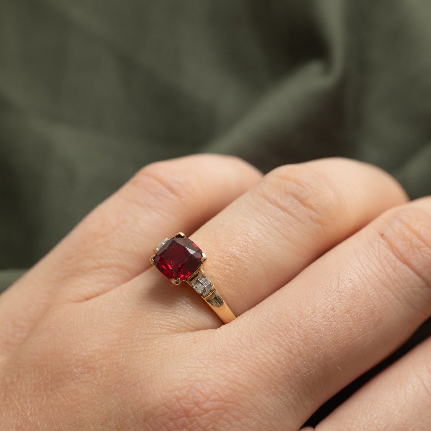 Synthetic Ruby & Natural Diamond Ring | 2.00ct, 0.04ctw | SZ 7.5