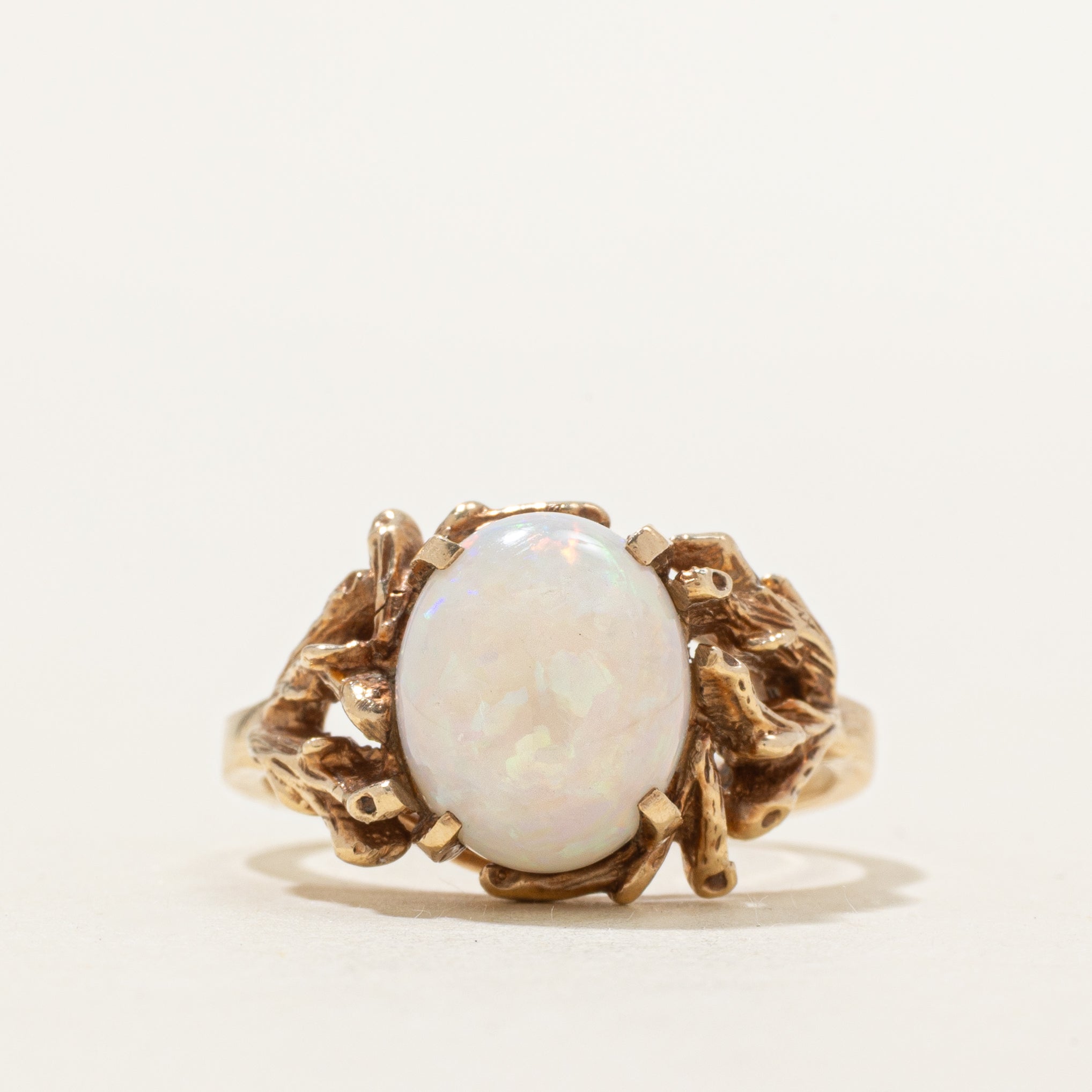 Cabochon Opal Textured Ring | 2.18ct | SZ 8