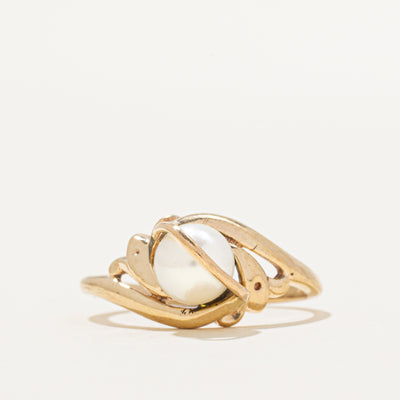 Solitaire Pearl Bypass Ring | SZ 7 |