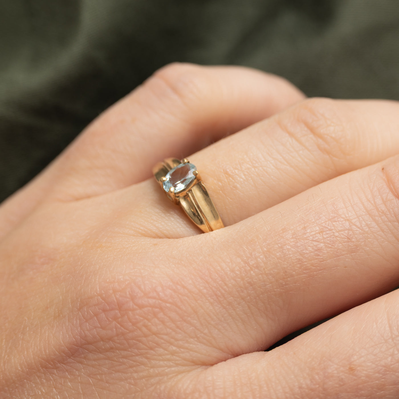 Basket Set Aquamarine Ring | 0.33ct | SZ 6.75