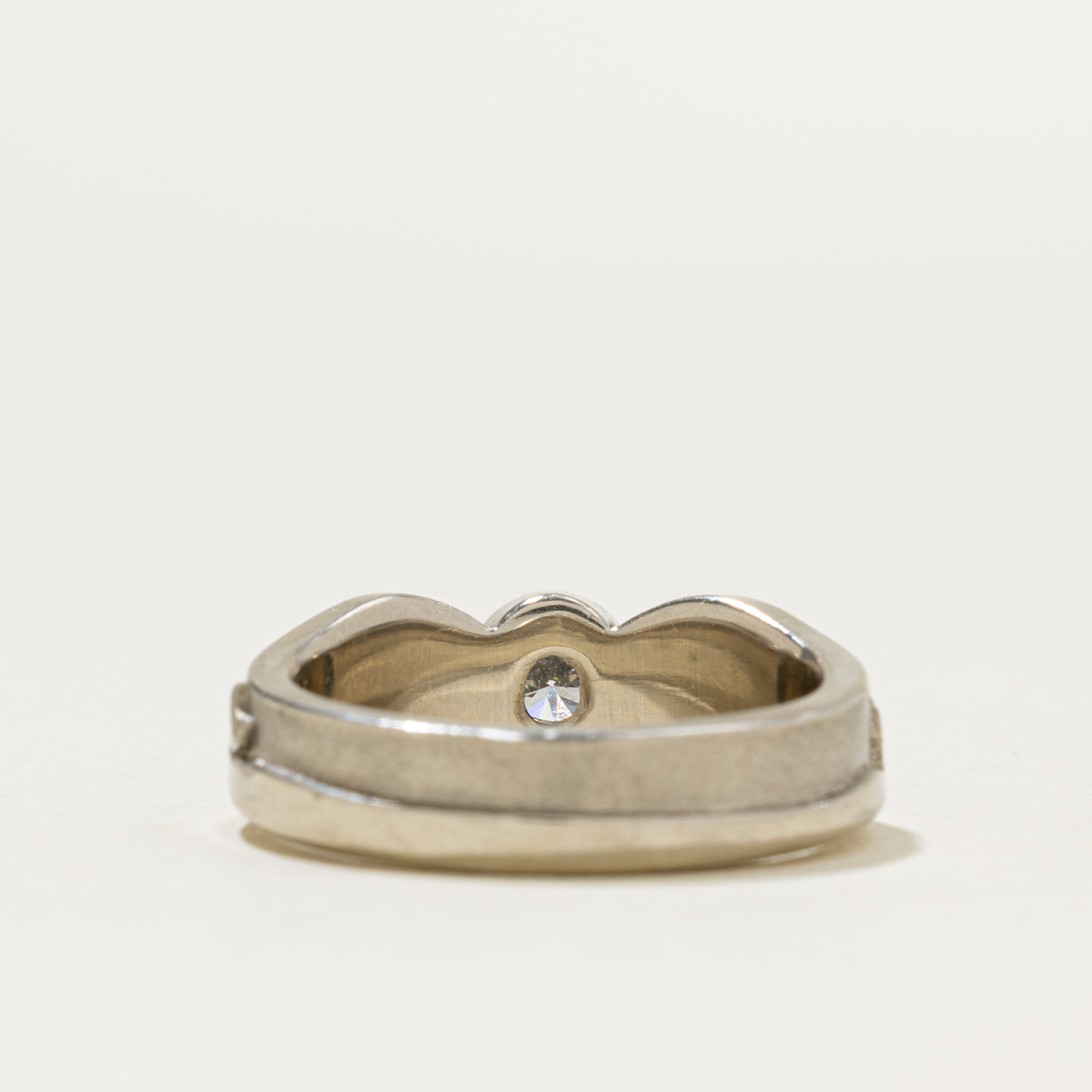 14k Solitaire Diamond Engraved & Matte Bison Ring | 0.38ct VS2 G VG | SZ 7.25