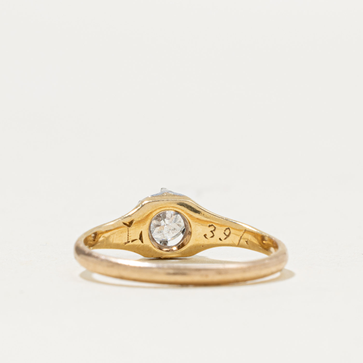 Solitaire Belcher Set Diamond Engagement Ring | 0.24ct SI1 J | SZ 4.25