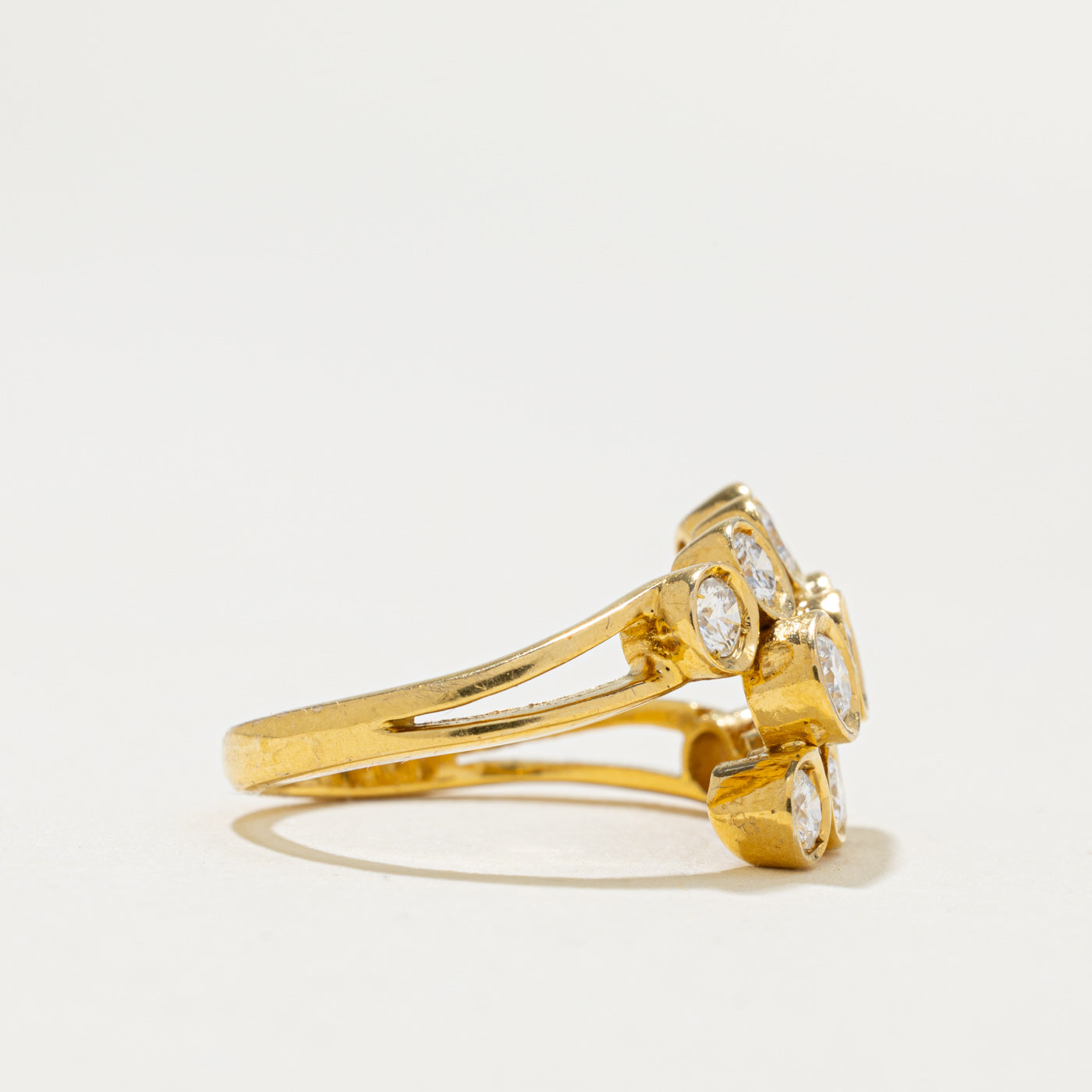 14k Yellow Gold Diamond Cluster Ring | 0.76ctw | SZ 3.5