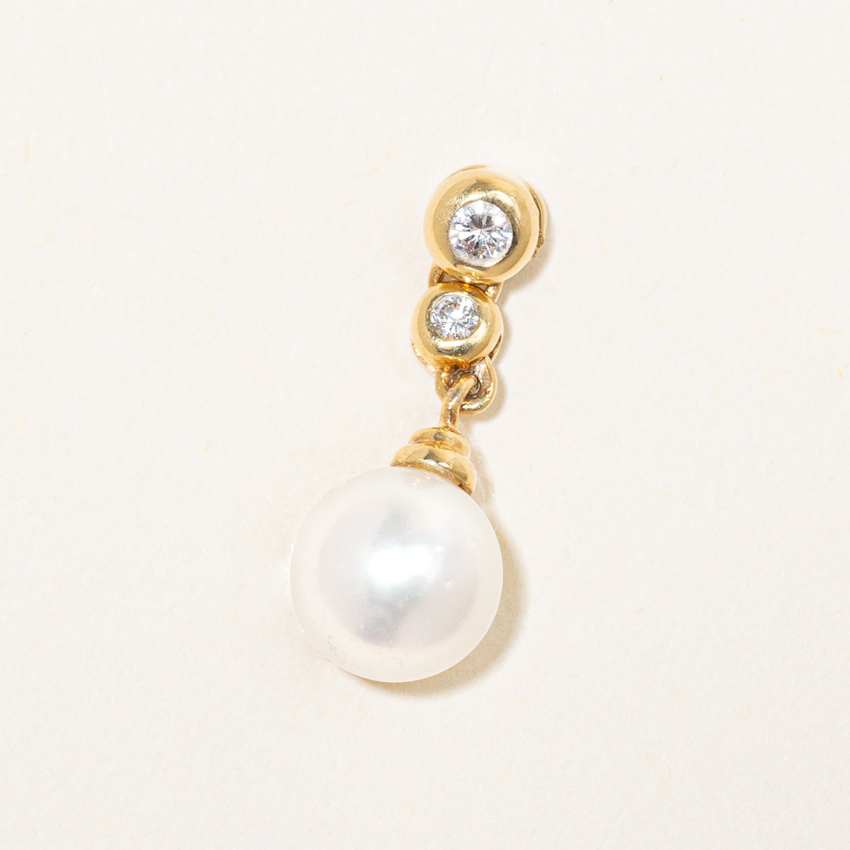 Pendentif goutte serti clos de diamants et de perles | 0,10 ct | 