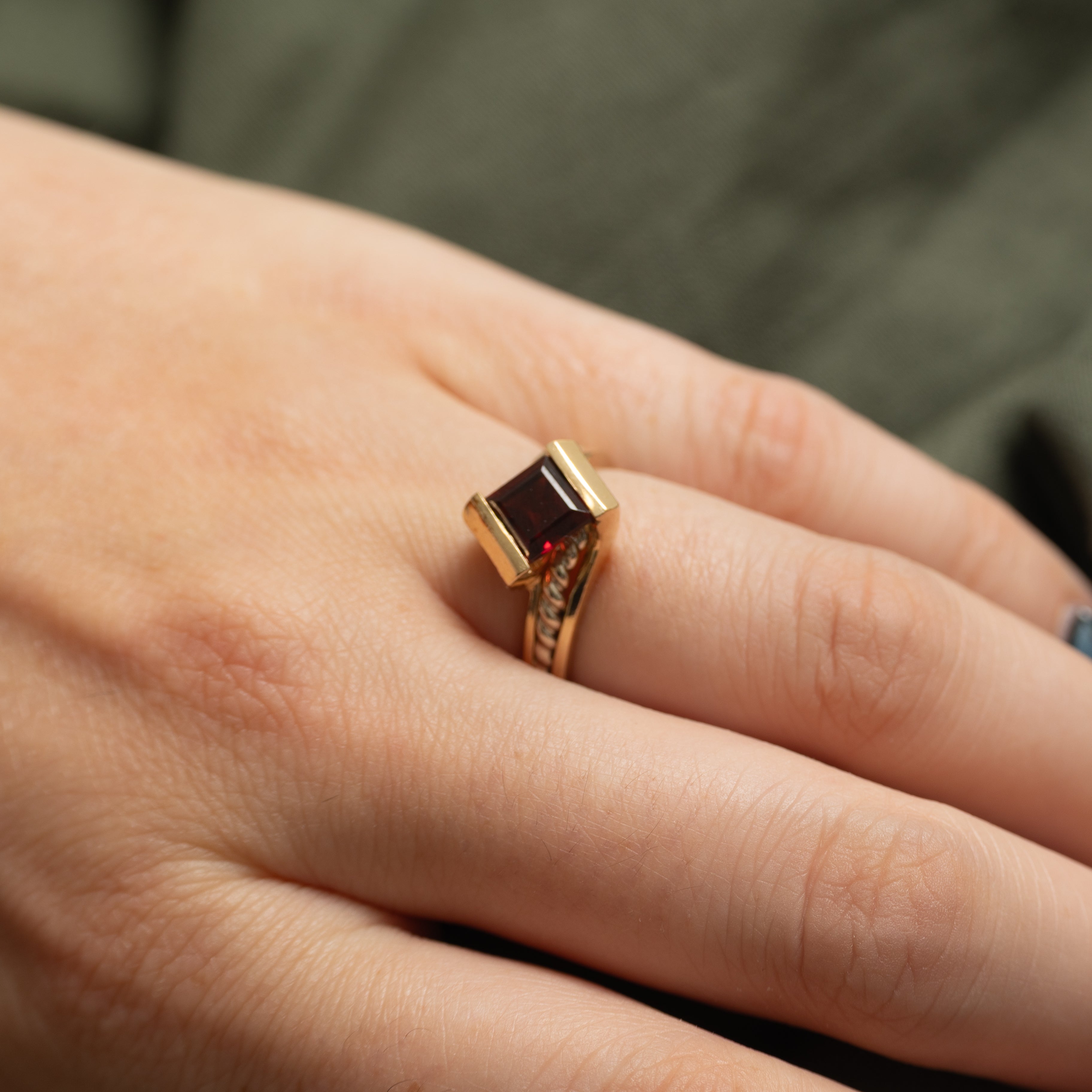 Tension Set Garnet Bypass Ring | 1.40ct | SZ 6
