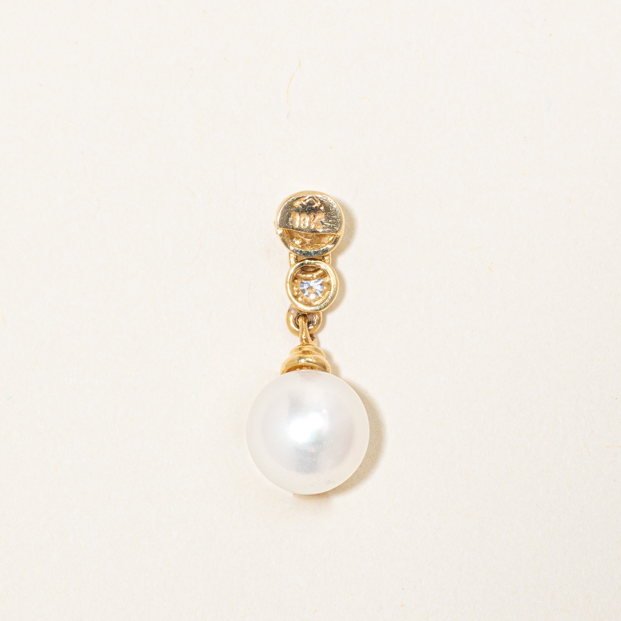 Pendentif goutte serti clos de diamants et de perles | 0,10 ct | 