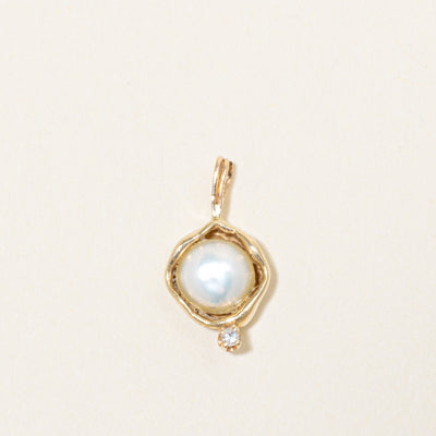 Bezel Set Pearl & Diamond Pendant | 0.005ct |