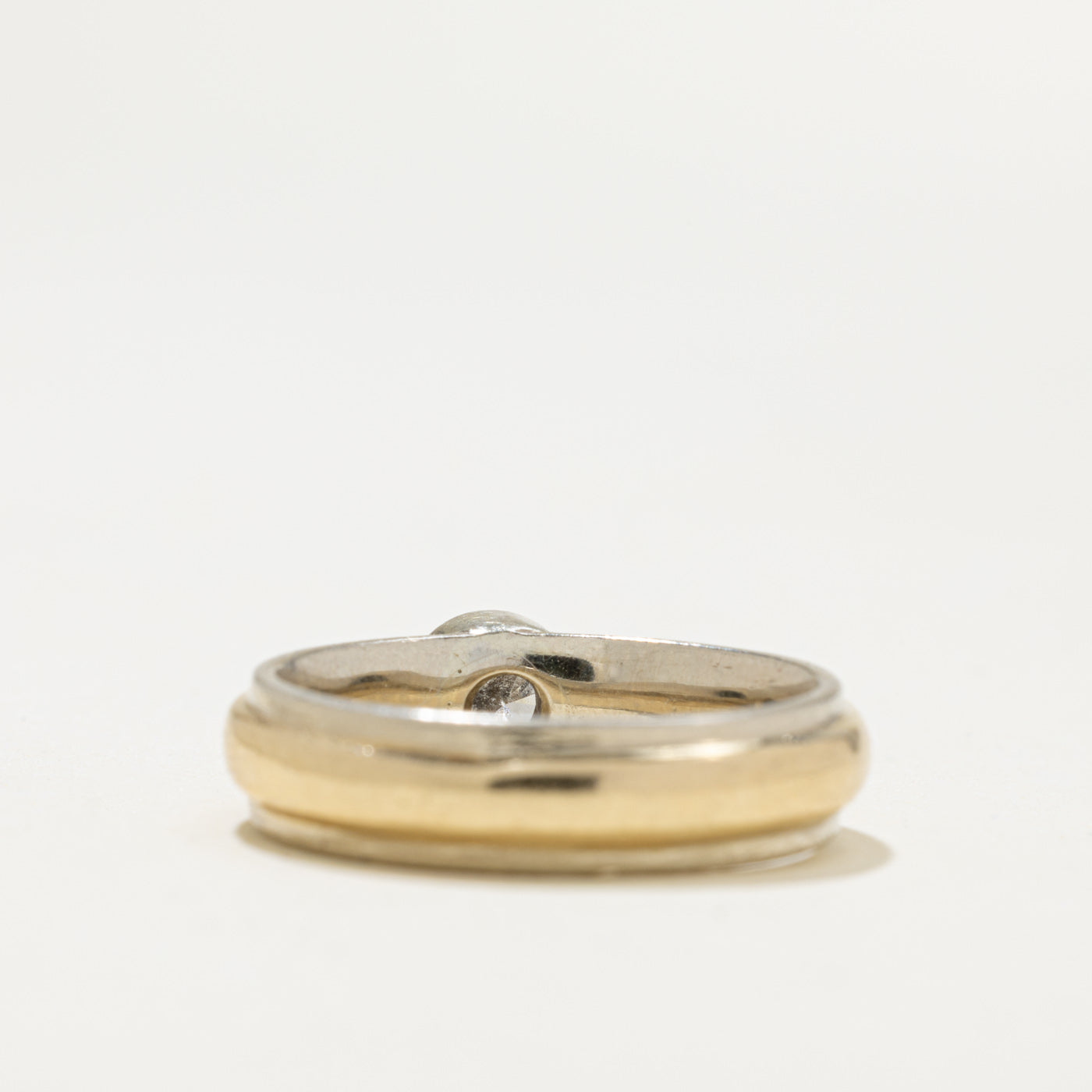 14k Two Tone Solitaire Diamond Grooved Engagement Ring | 0.56ct SI1 K | SZ 6