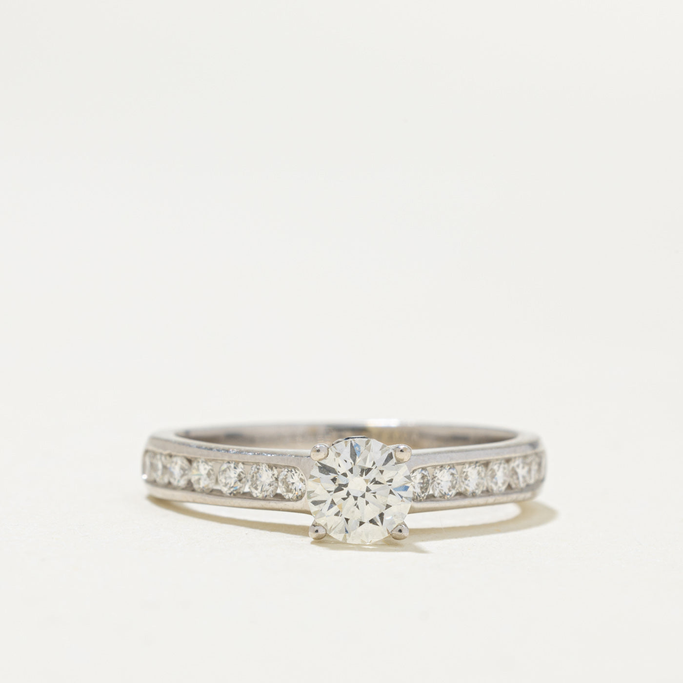 'Birks' Diamond Channel Set Accented Engagement Ring | 0.41ct VS2 G VG, 0.30ctw | SZ 5.25