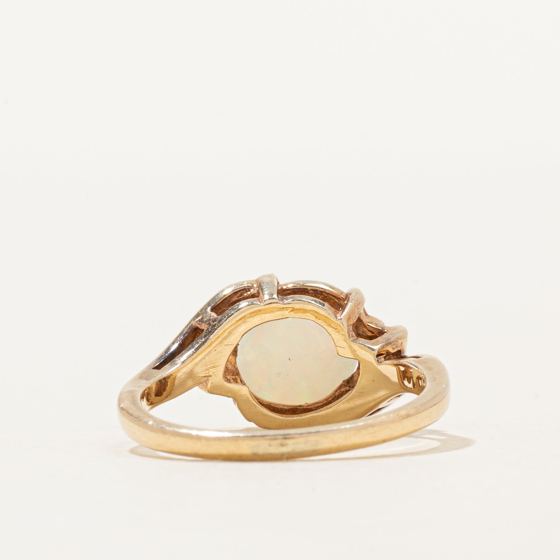 Cabochon Opal & Diamond Bypass Ring | 1.02ct, 0.02ctw | SZ 5.5