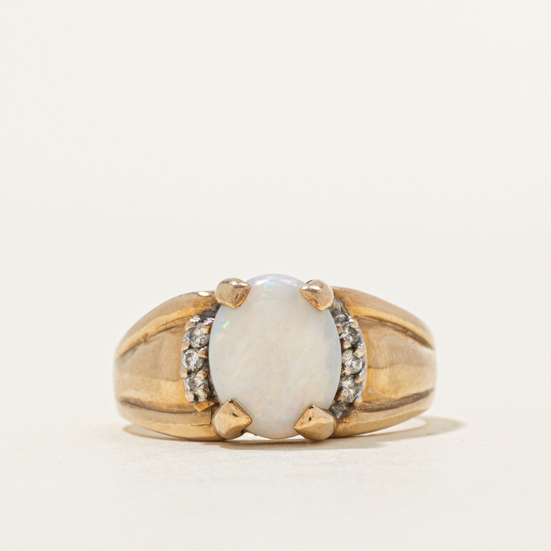 Cabochon Opal & Diamond Ring | 1.23ct, 0.06ctw | SZ 8