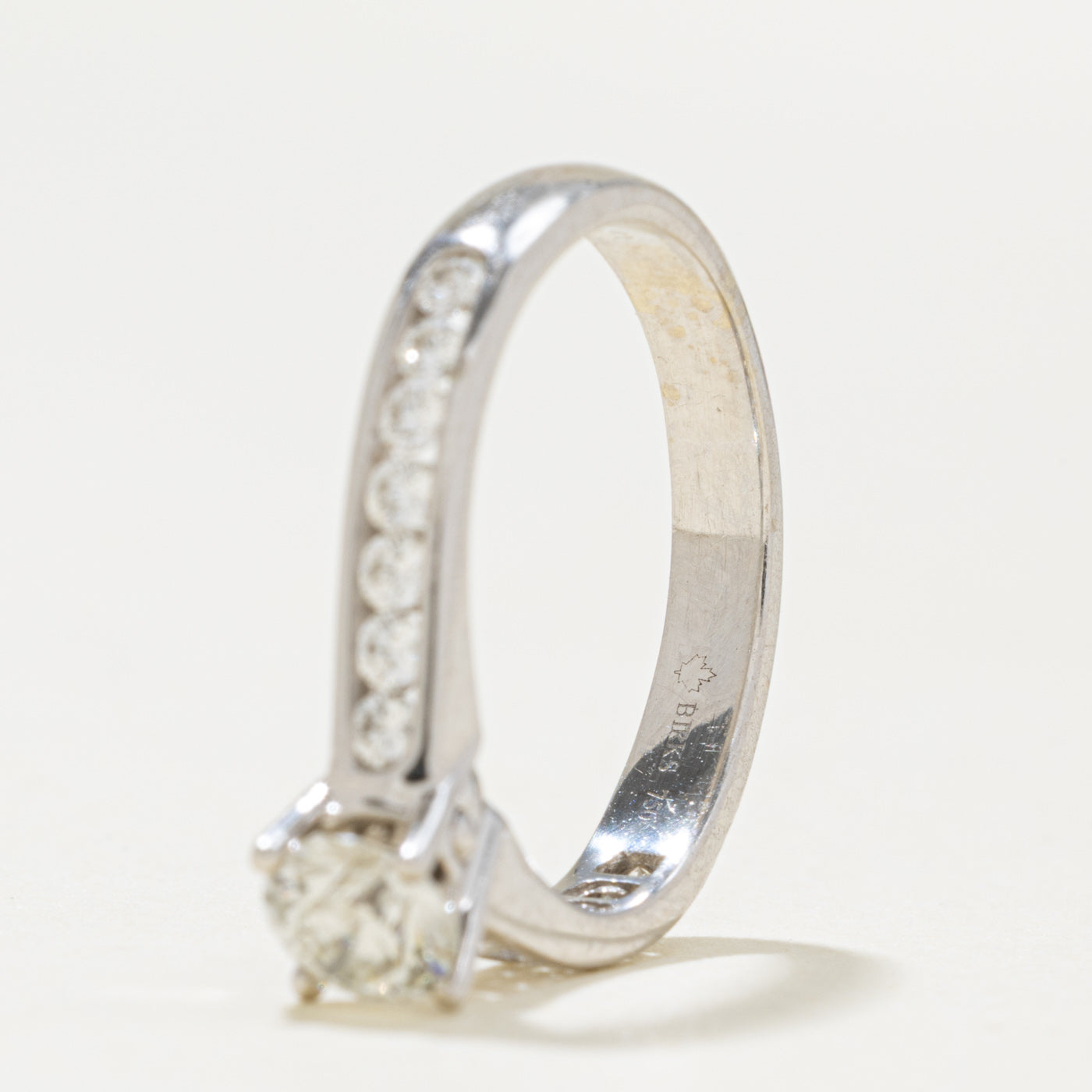 'Birks' Diamond Channel Set Accented Engagement Ring | 0.41ct VS2 G VG, 0.30ctw | SZ 5.25