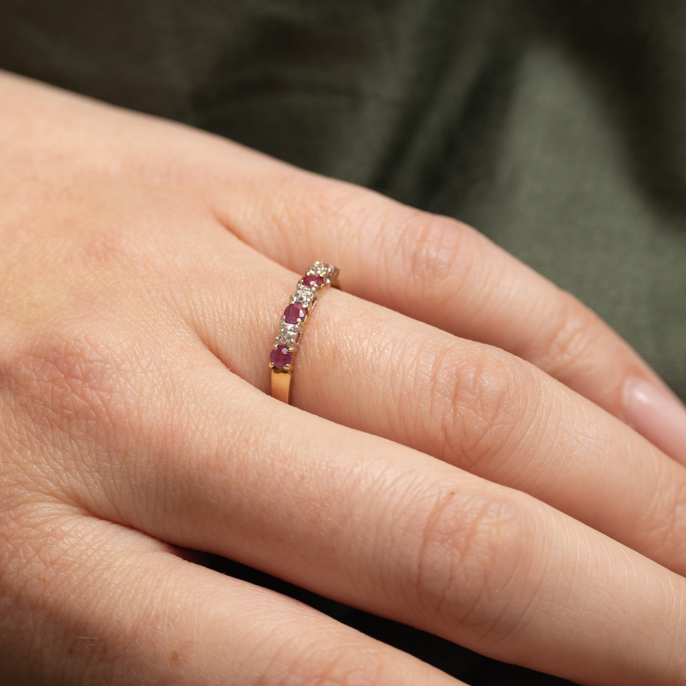 Four Stone Ruby & Diamond Ring | 0.27ctw, 0.01ctw | SZ 7