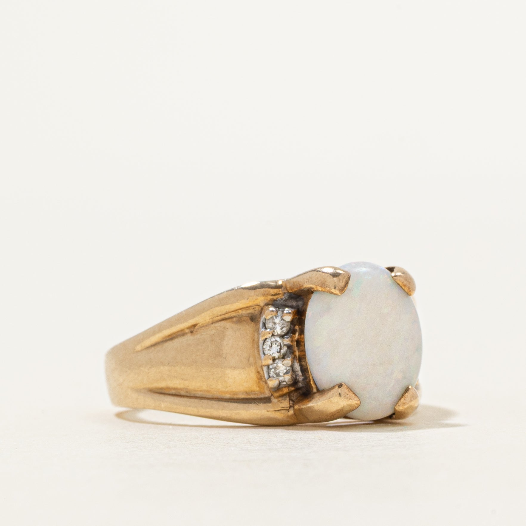 Cabochon Opal & Diamond Ring | 1.23ct, 0.06ctw | SZ 8