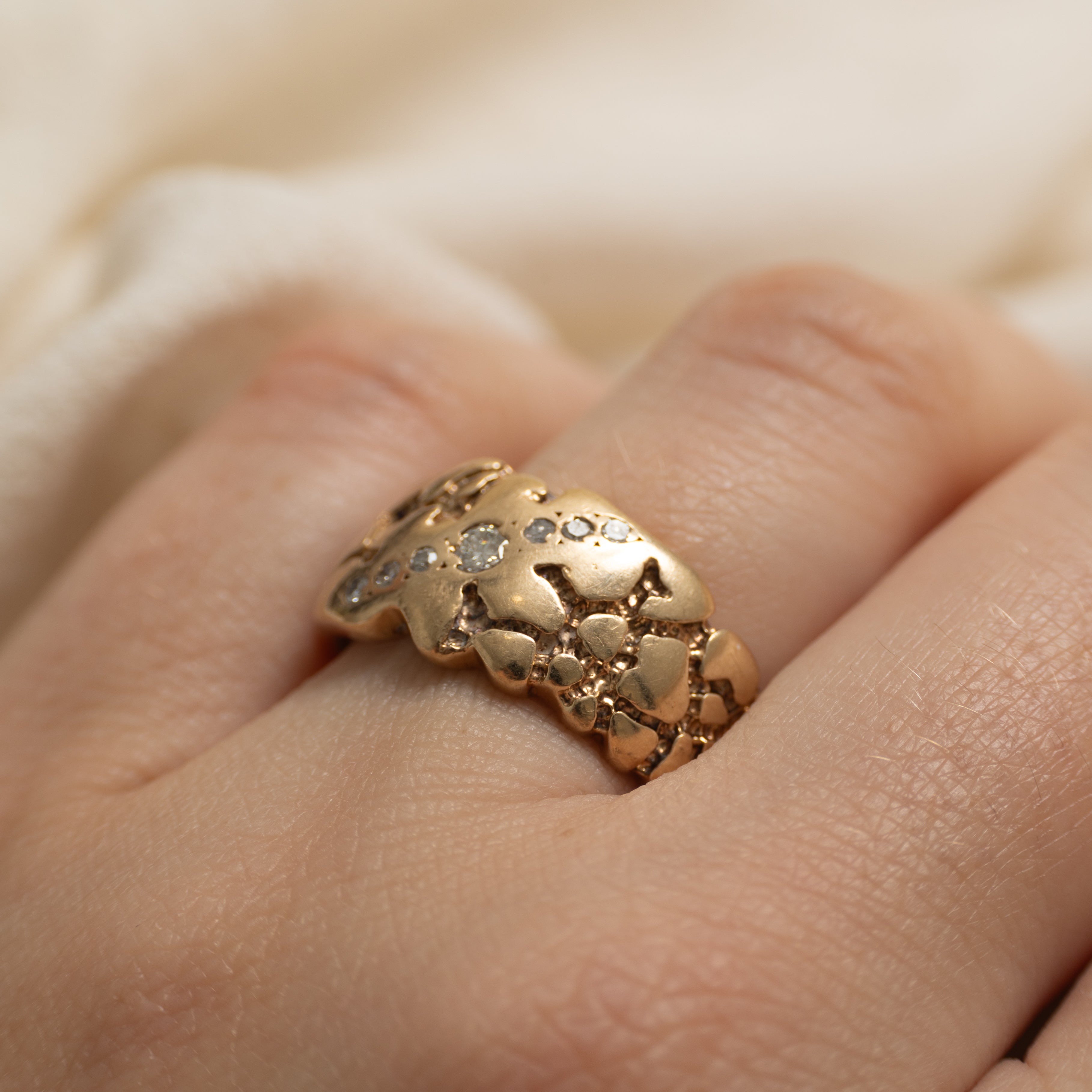 Diagonal Diamond Raw Textured Ring | SZ 7