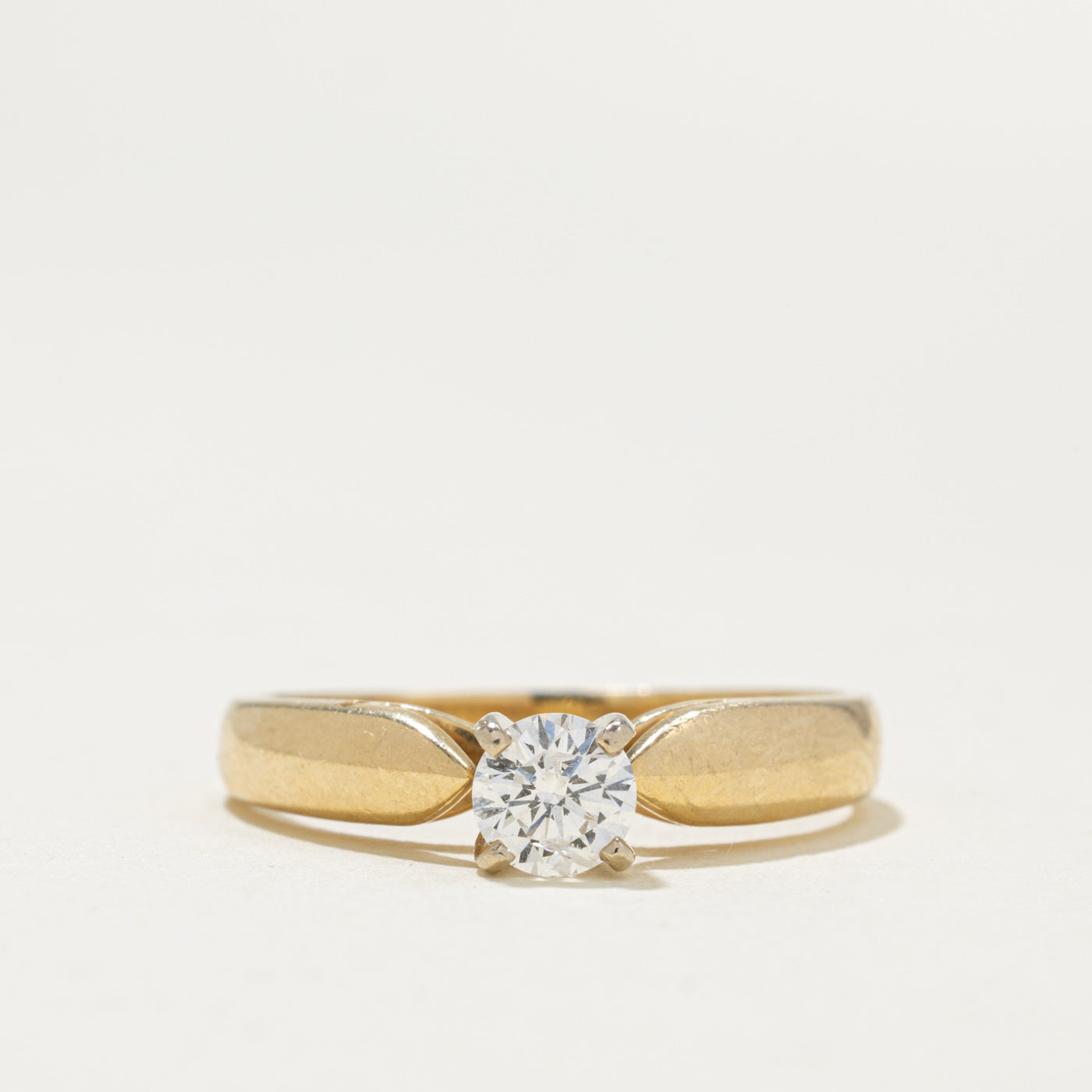 14k Solitaire Diamond Reverse Tapered Ring | 0.40ct I1 K | SZ 7.75