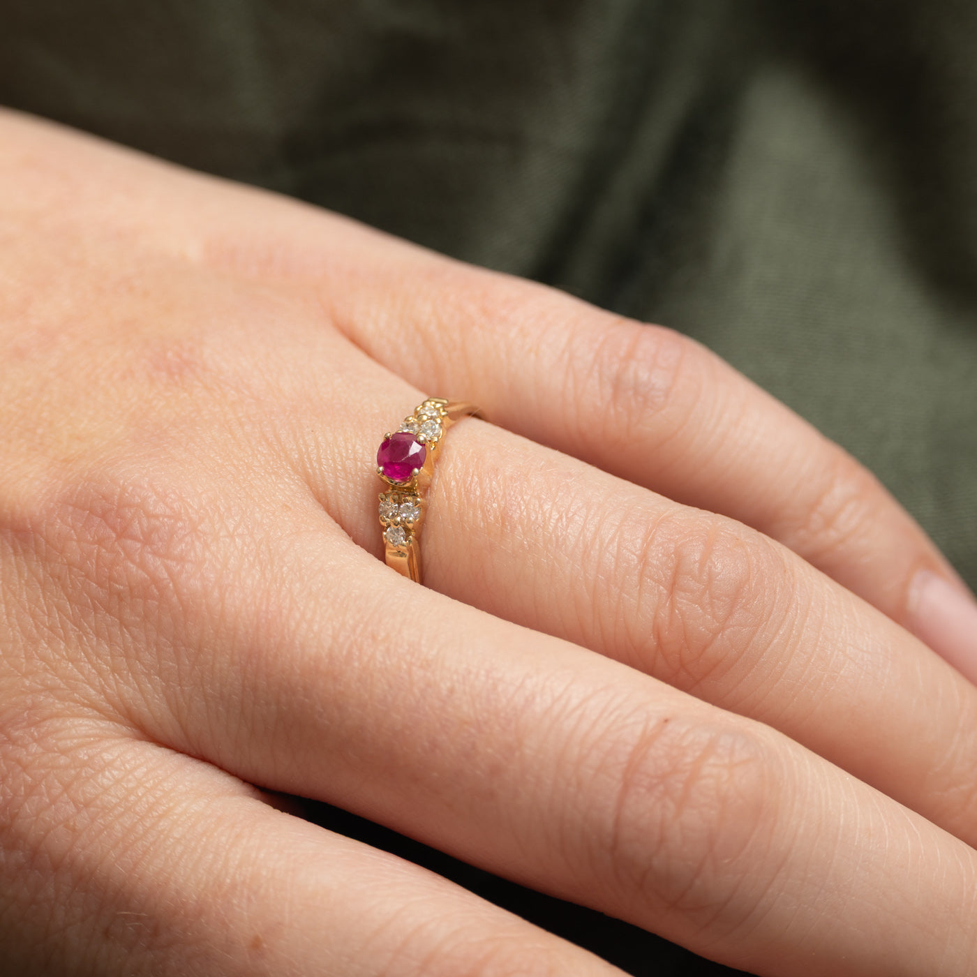 Ruby & Diamond Accented Petite Ring | 0.30ct, 0.12ctw | SZ 7.25