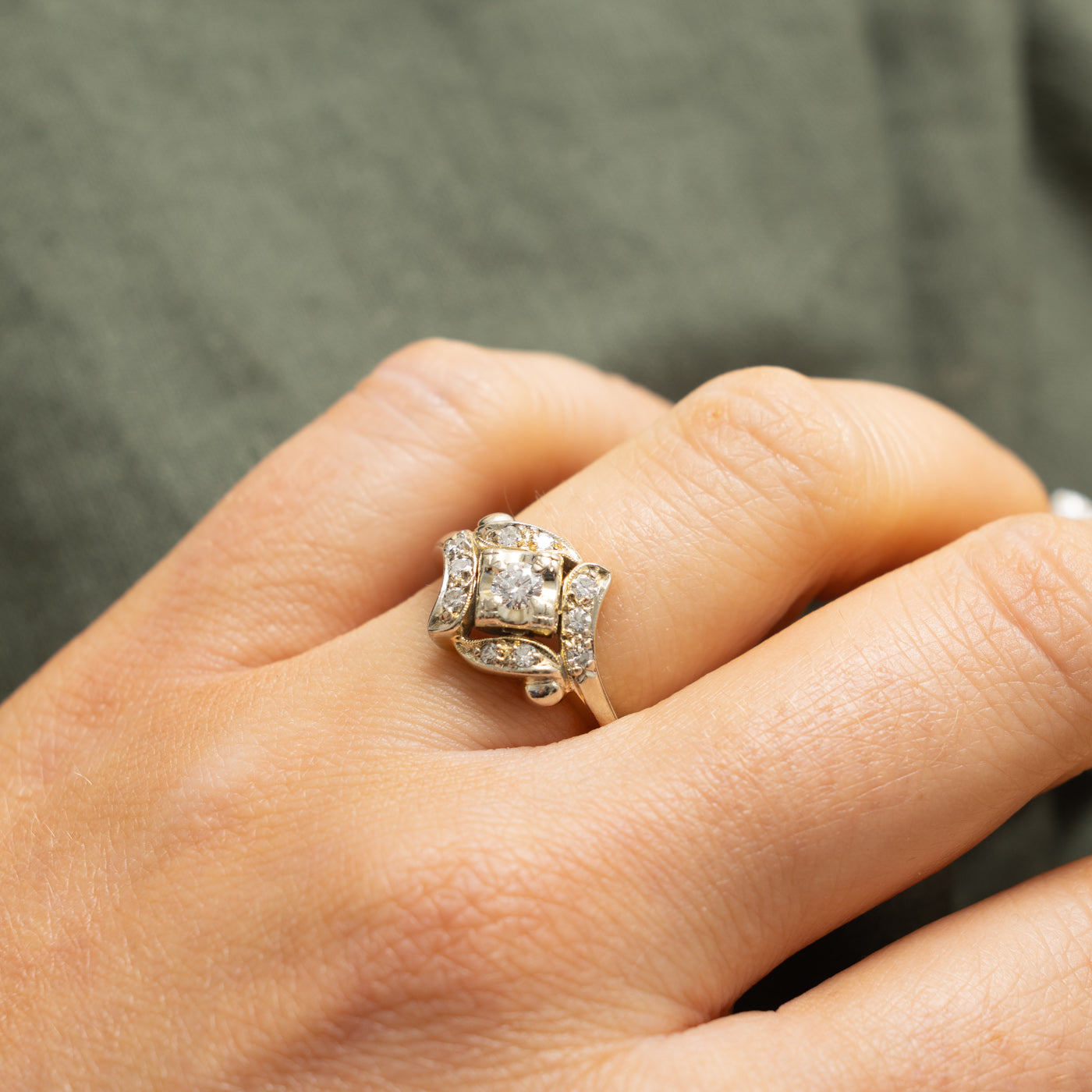 Illusion Set Diamond Scrollwork Cocktail Ring | 0.35ctw | SZ 6.25