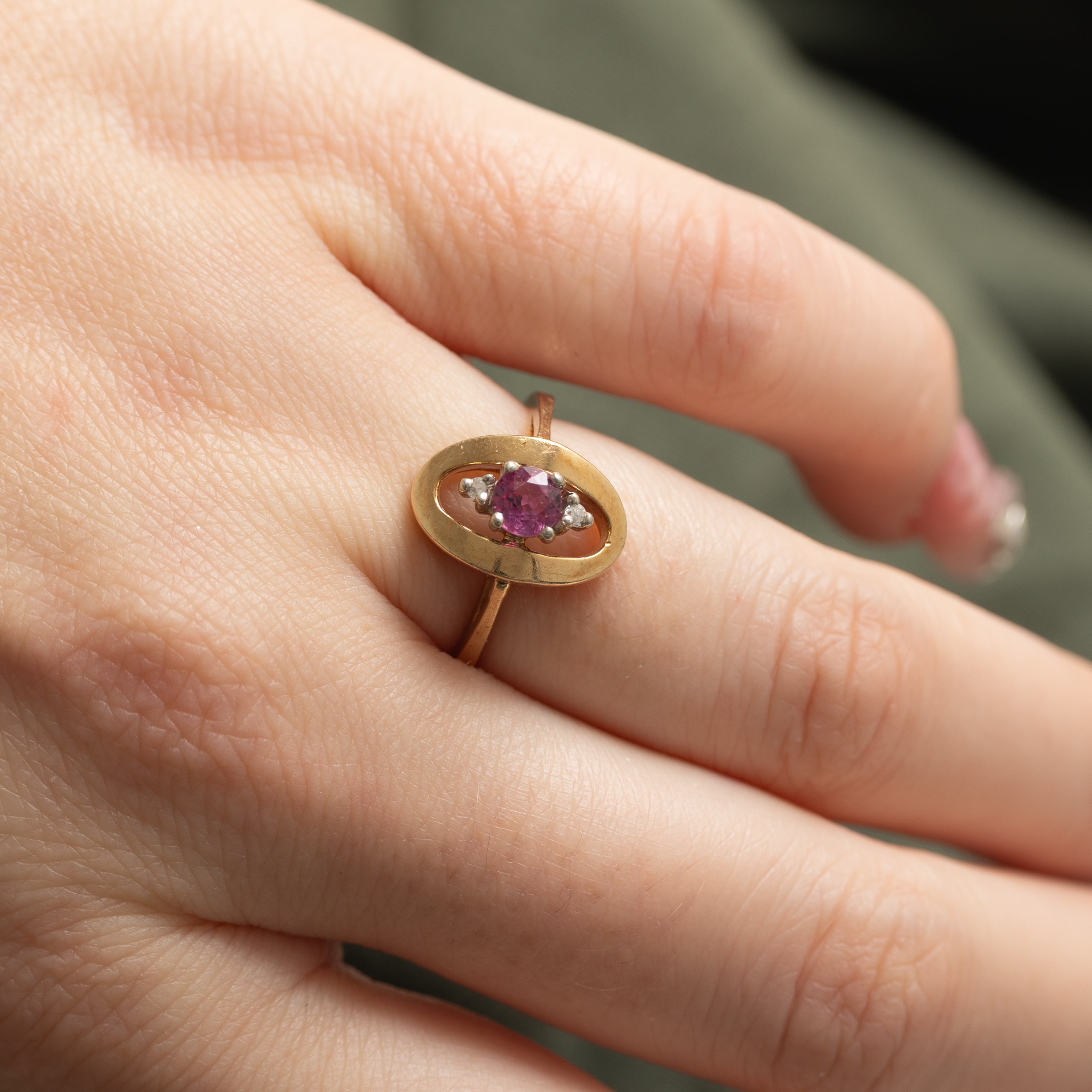 Ruby & Diamond Oval Ring | 0.36ct, 0.01ctw | SZ 5.25 |