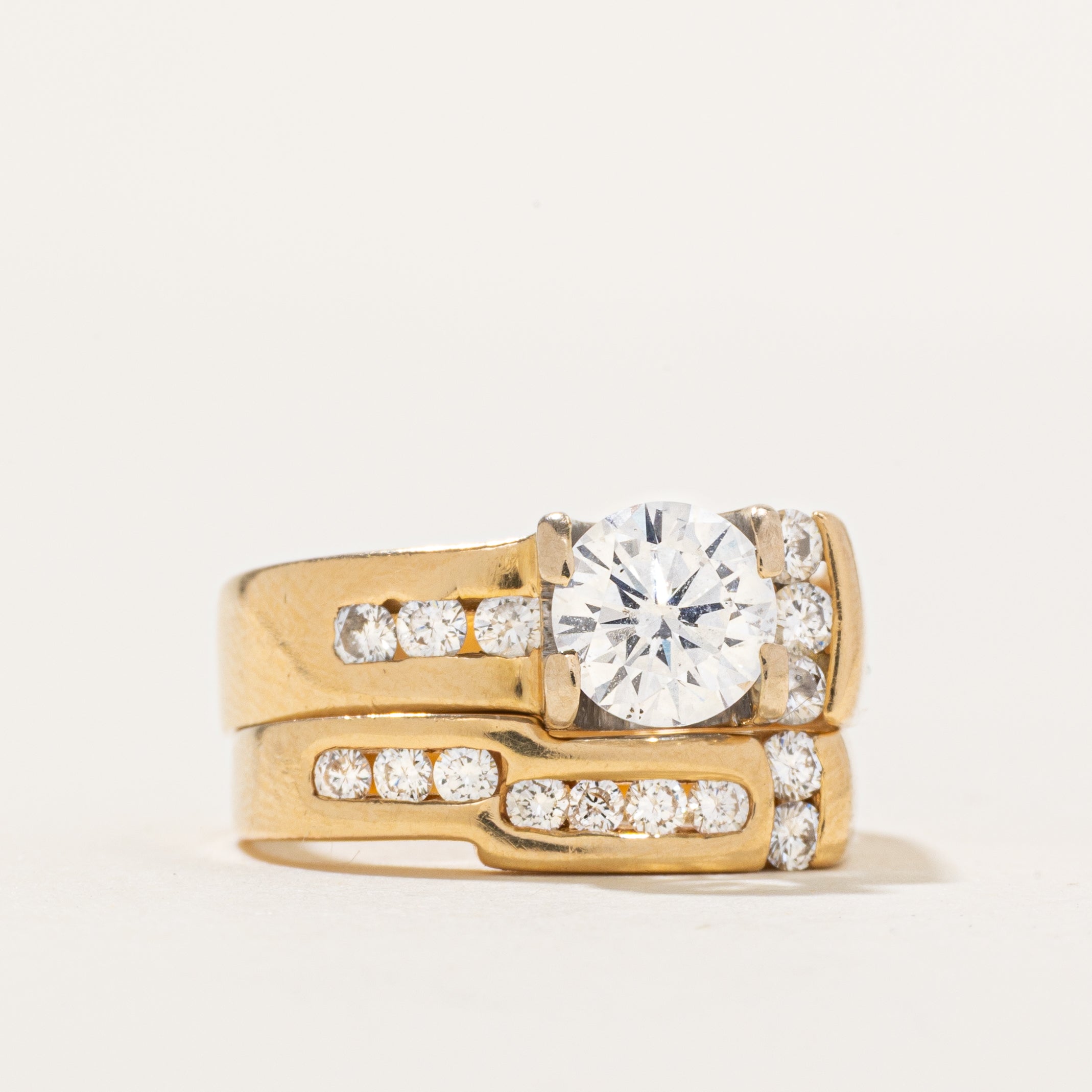 Unique Round Brilliant Diamond Wedding Set | 1.26 ctw, SZ 5.75 |