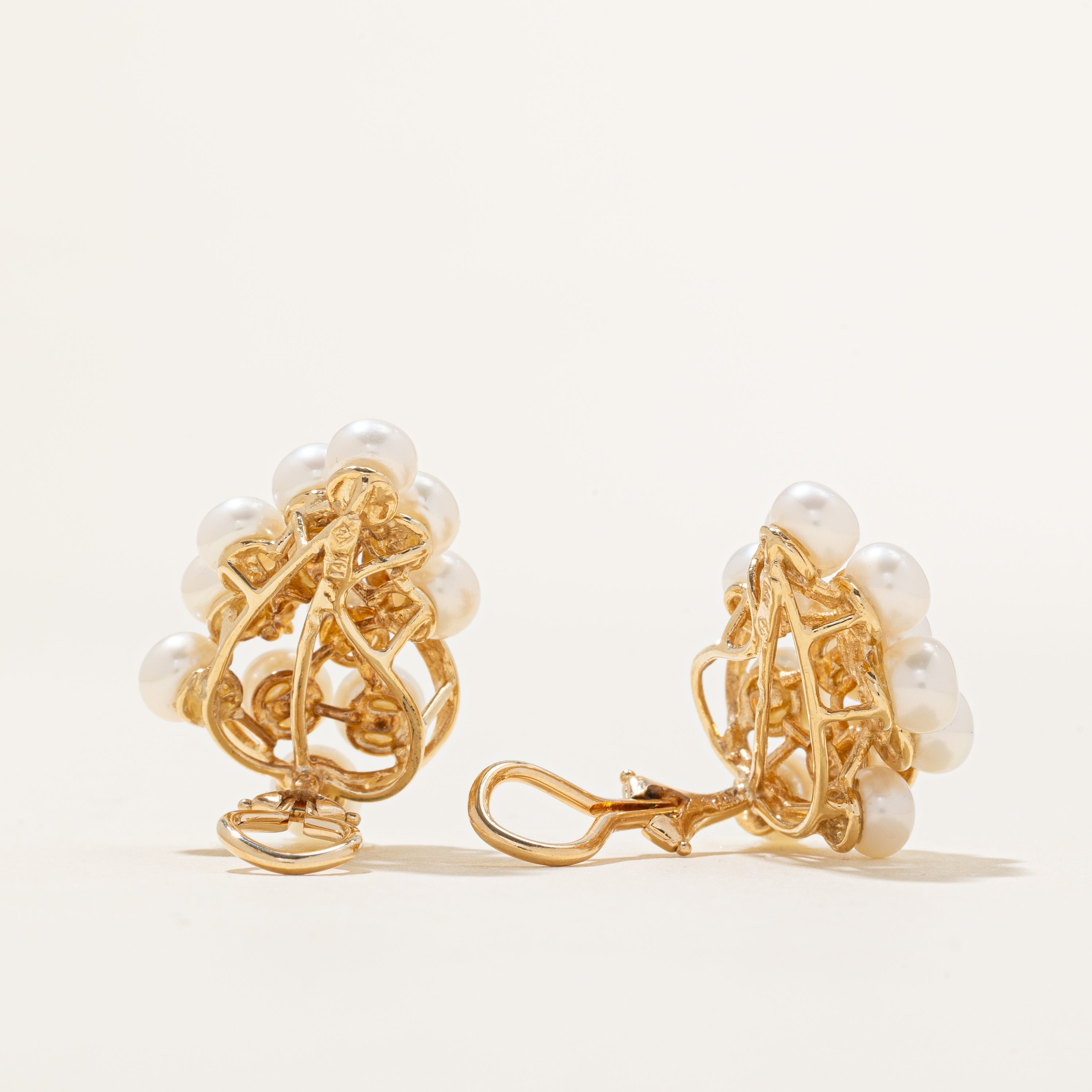 Pearl & Diamond Cluster Stud Earrings | 0.08ctw |