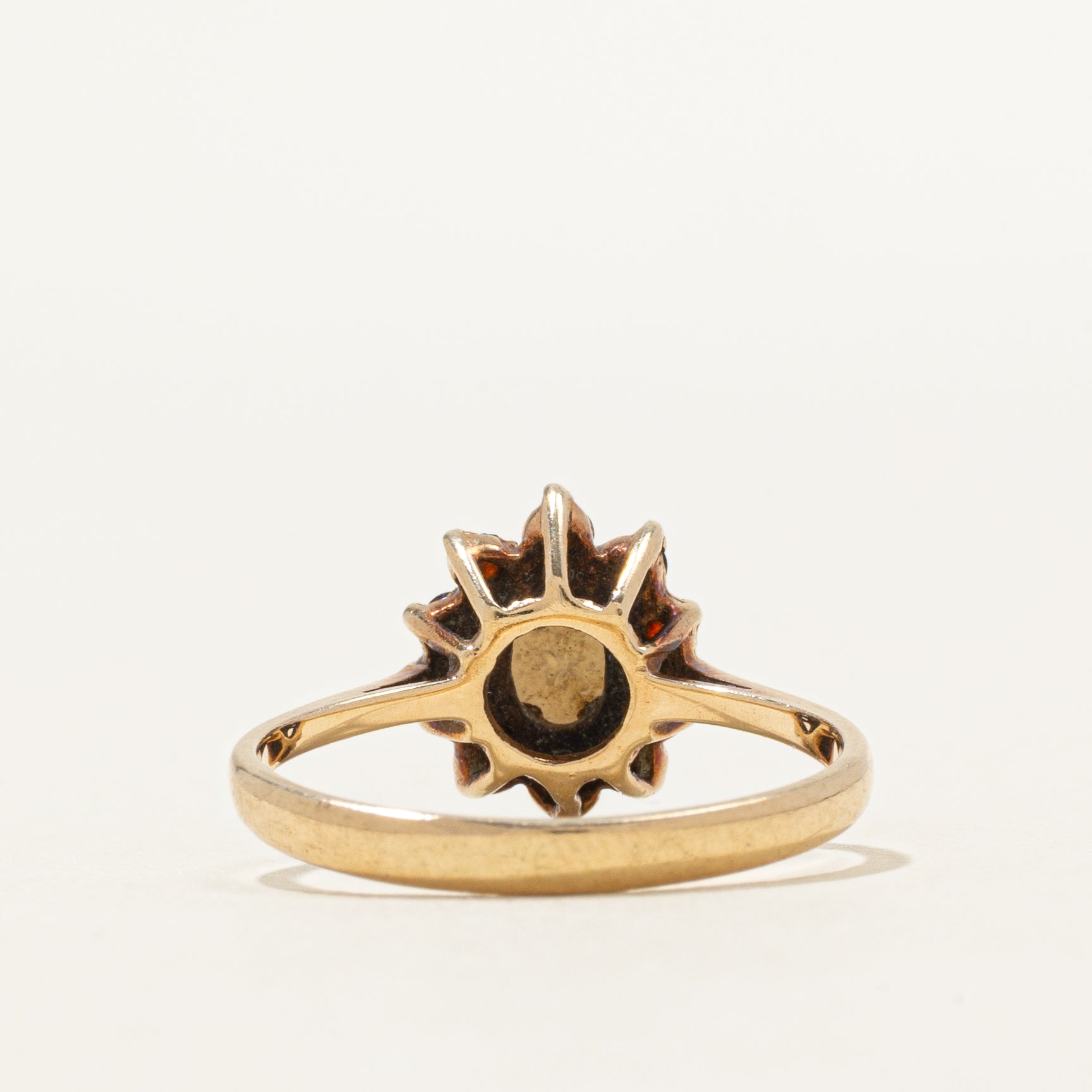 Cabochon Opal & Garnet Petal Ring | 0.23ct, 0.15ctw | SZ 5.75