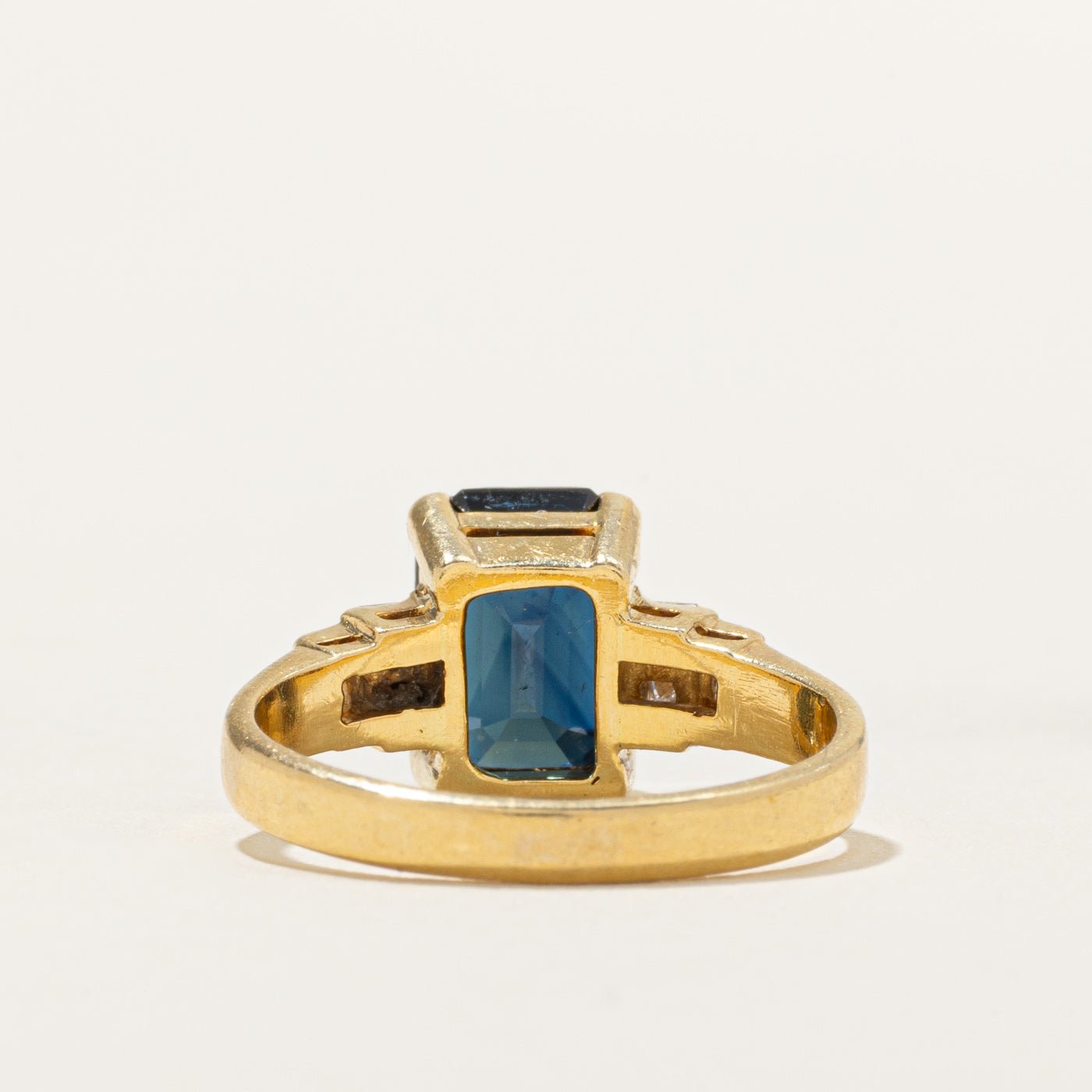 18k Emerald Cut Sapphire & Diamond Accented Ring | 2.70ct, 0.20ct | SZ 5.25