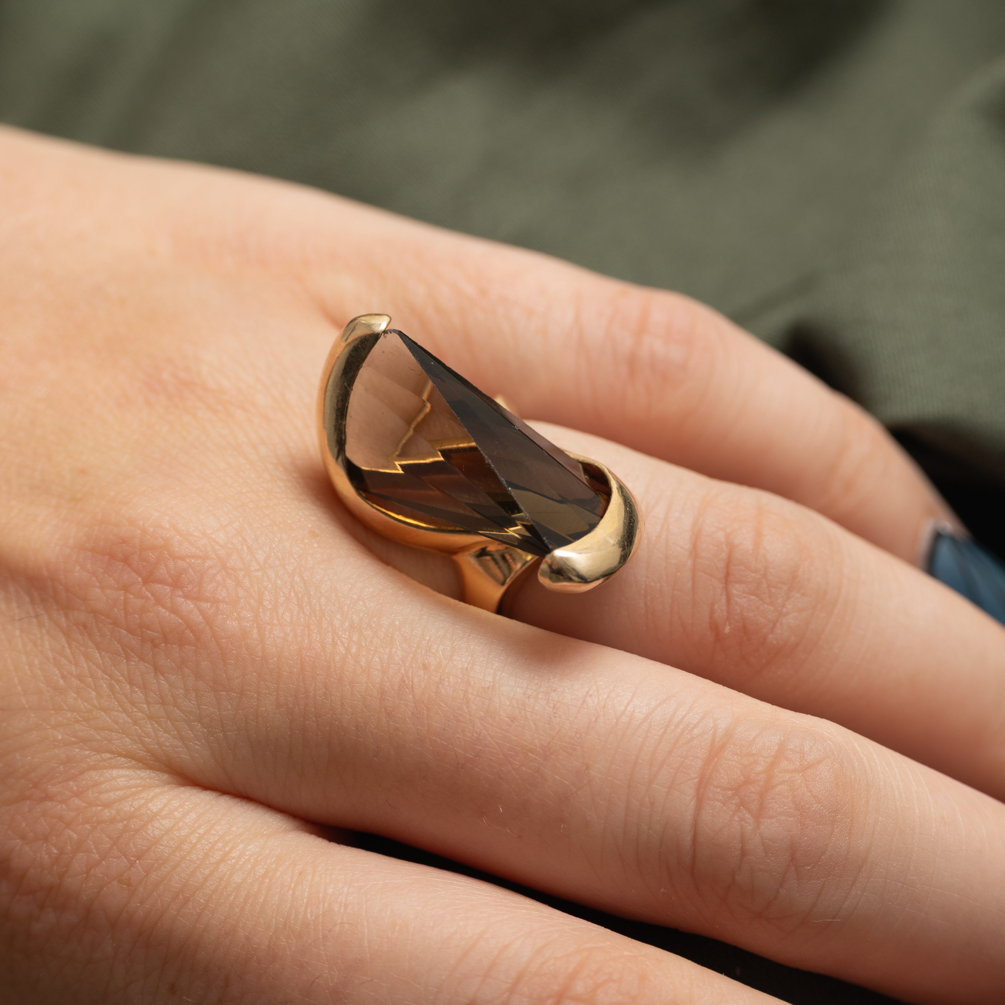 Freeform Smoky Quartz Cocktail Ring | 15.00ct | SZ 6.25