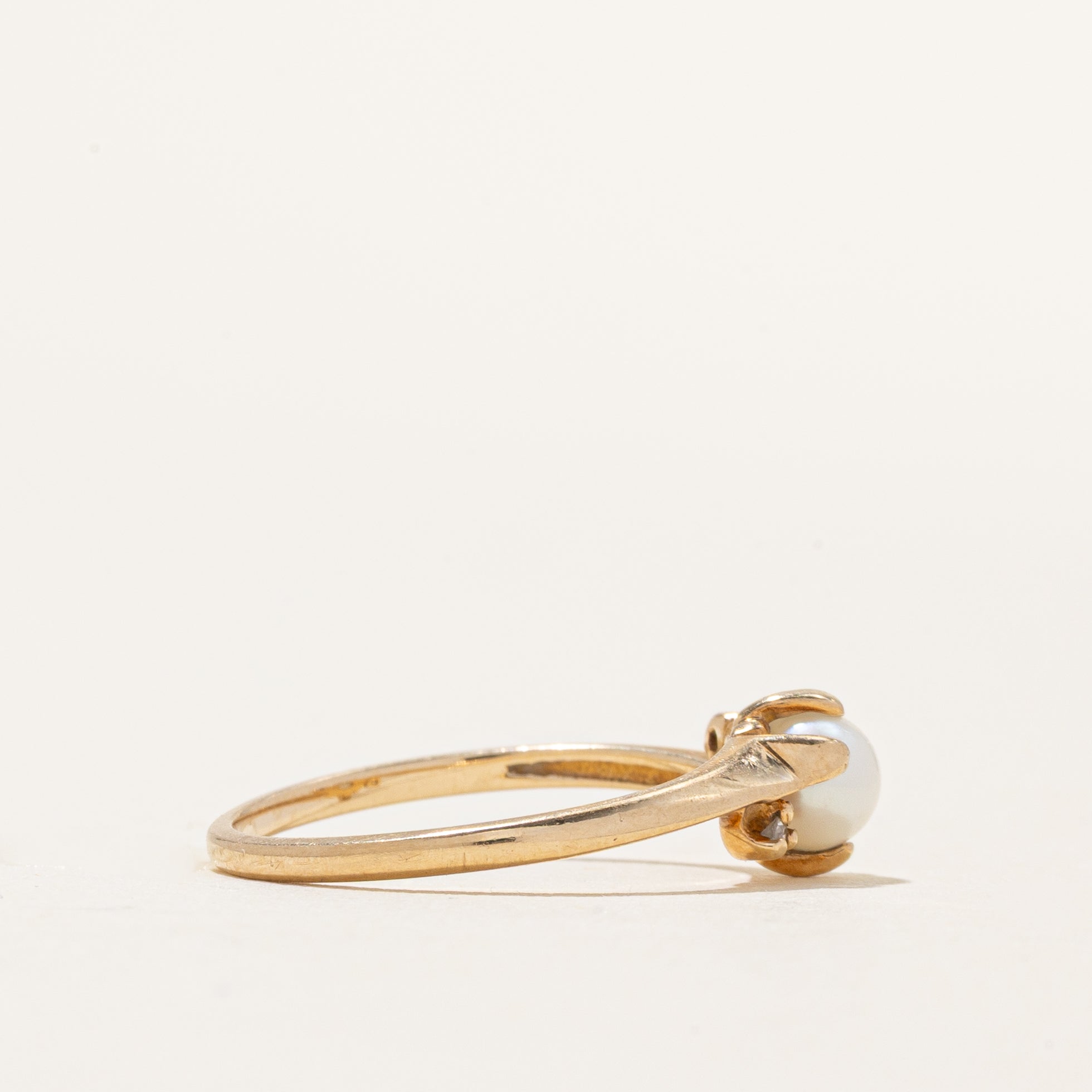 Pearl & Diamond Bypass Ring | 0.01ctw | SZ 5.75