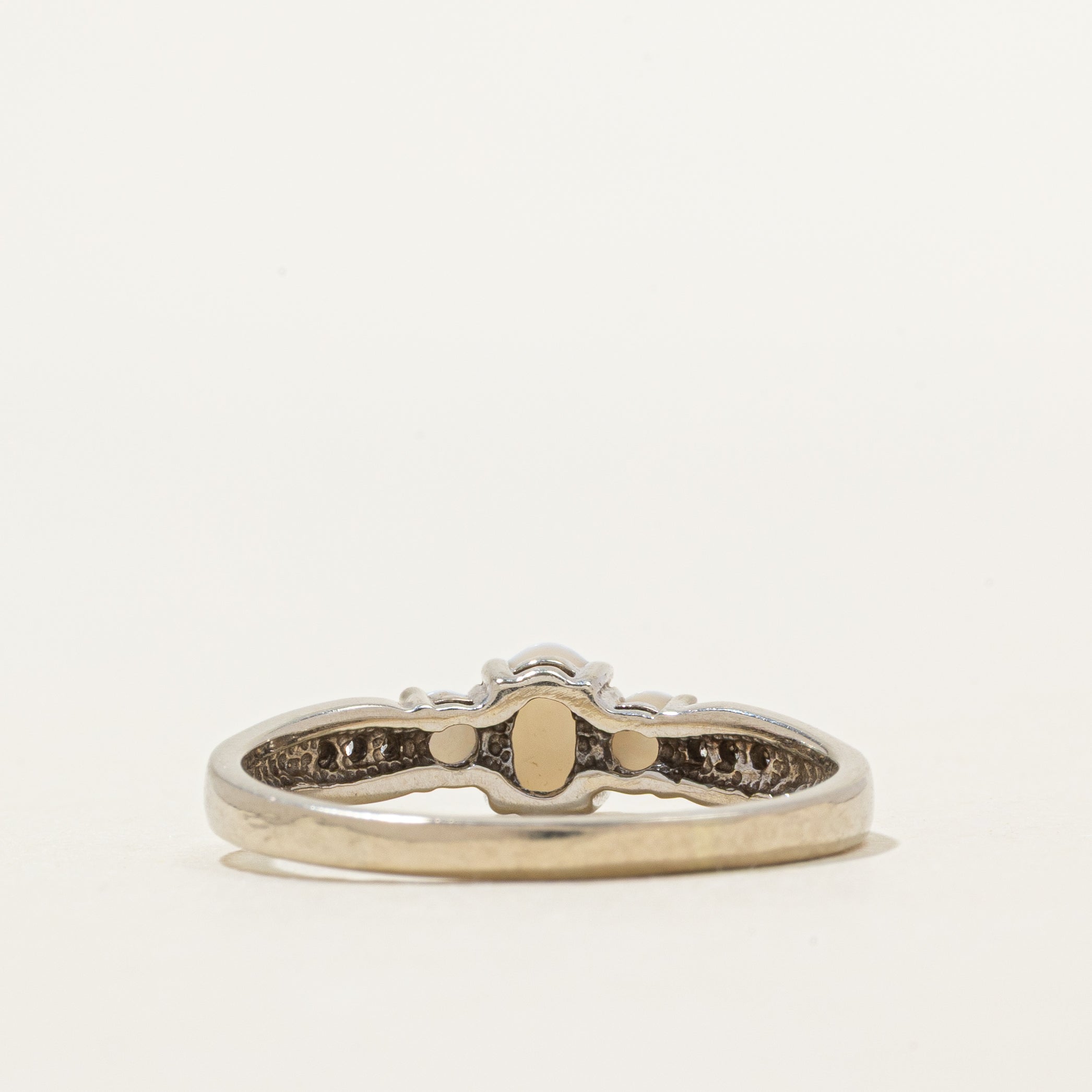 Three Stone Opal & Diamond Ring | 0.21ctw, 0.03ctw | SZ 10