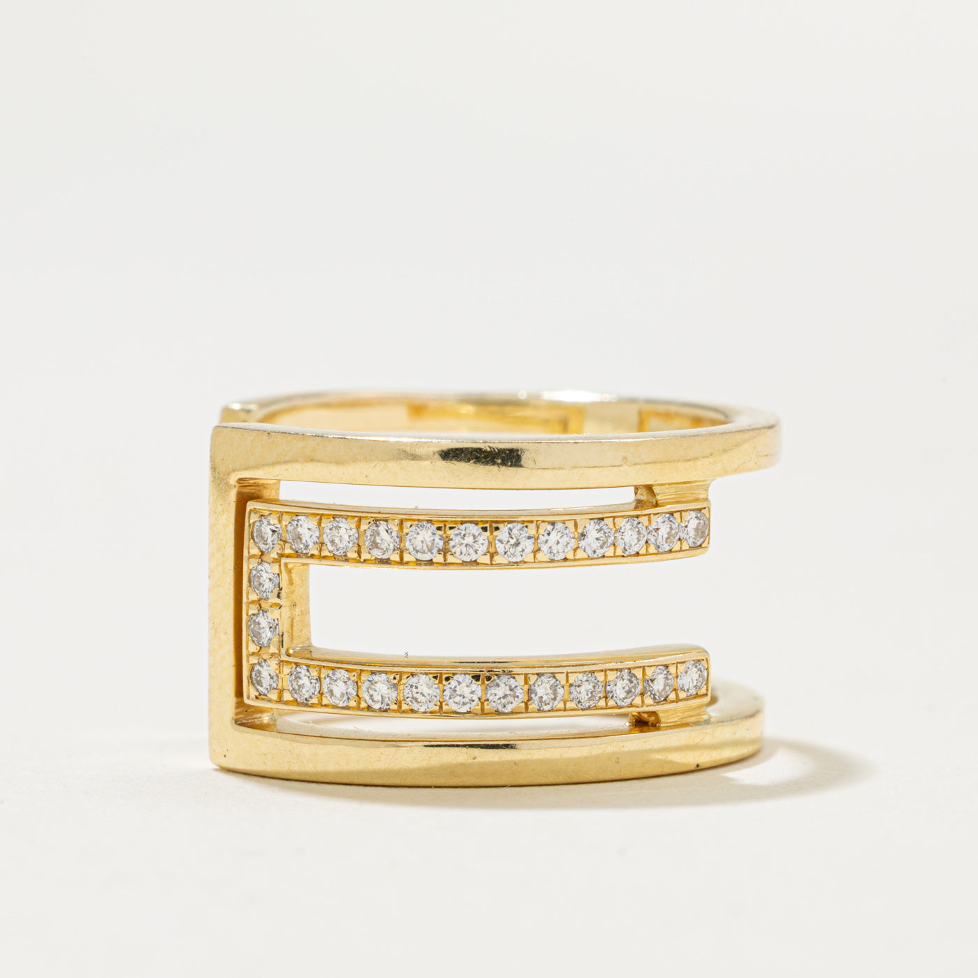 18k Multi Row Diamond Open Geometric Ring | 0.15ctw | SZ 5.5