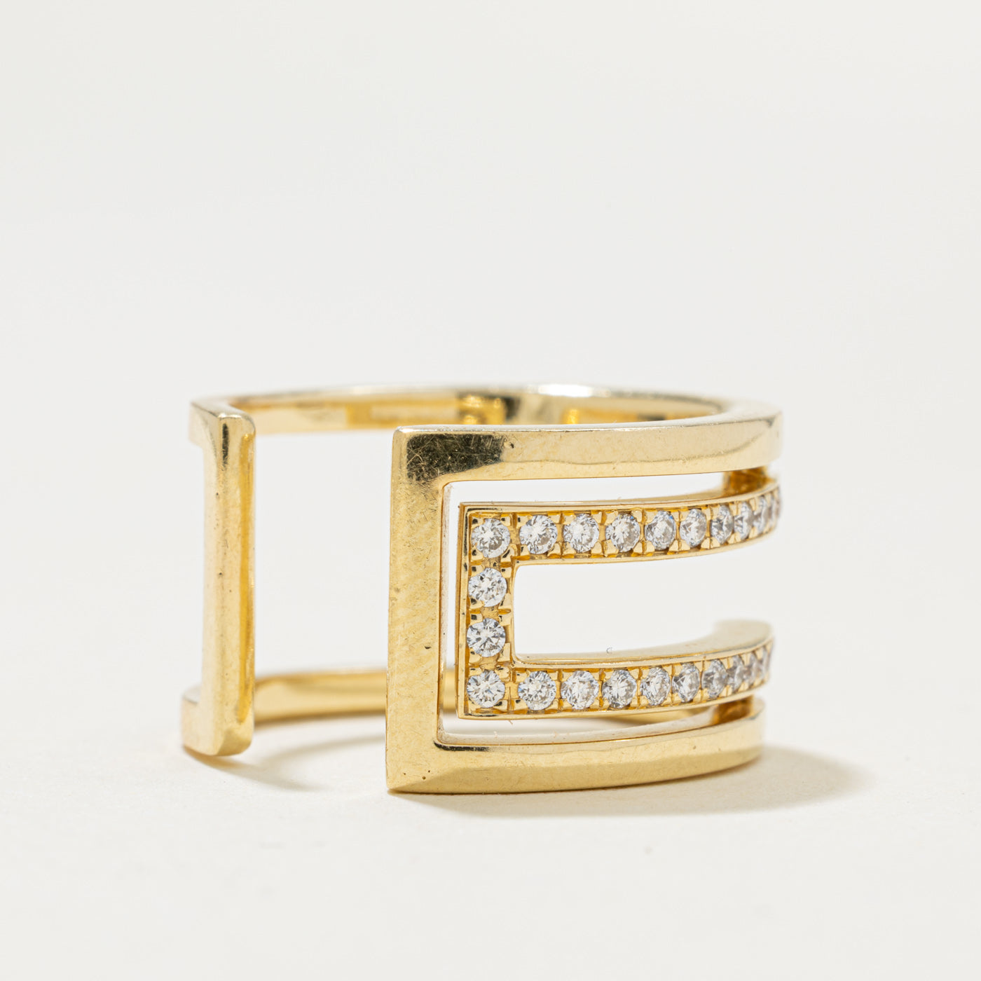 18k Multi Row Diamond Open Geometric Ring | 0.15ctw | SZ 5.5