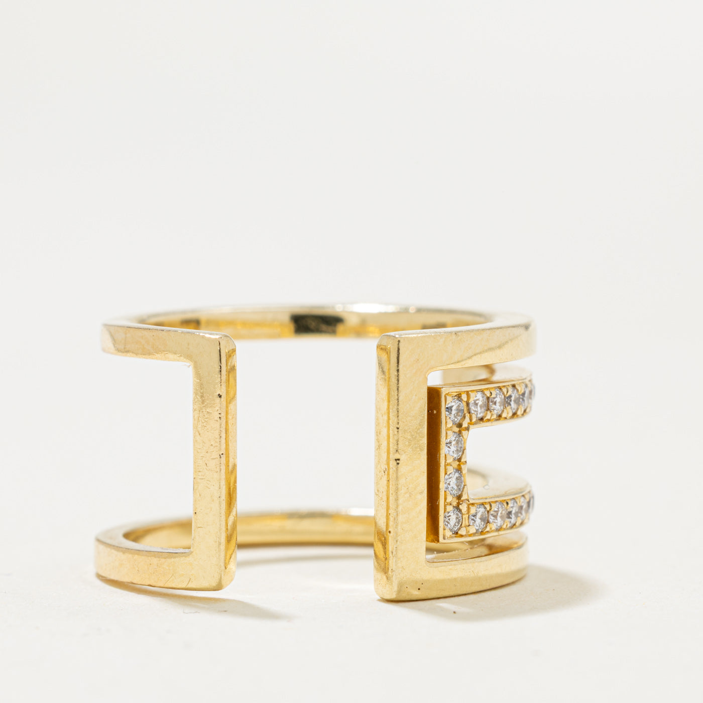 18k Multi Row Diamond Open Geometric Ring | 0.15ctw | SZ 5.5