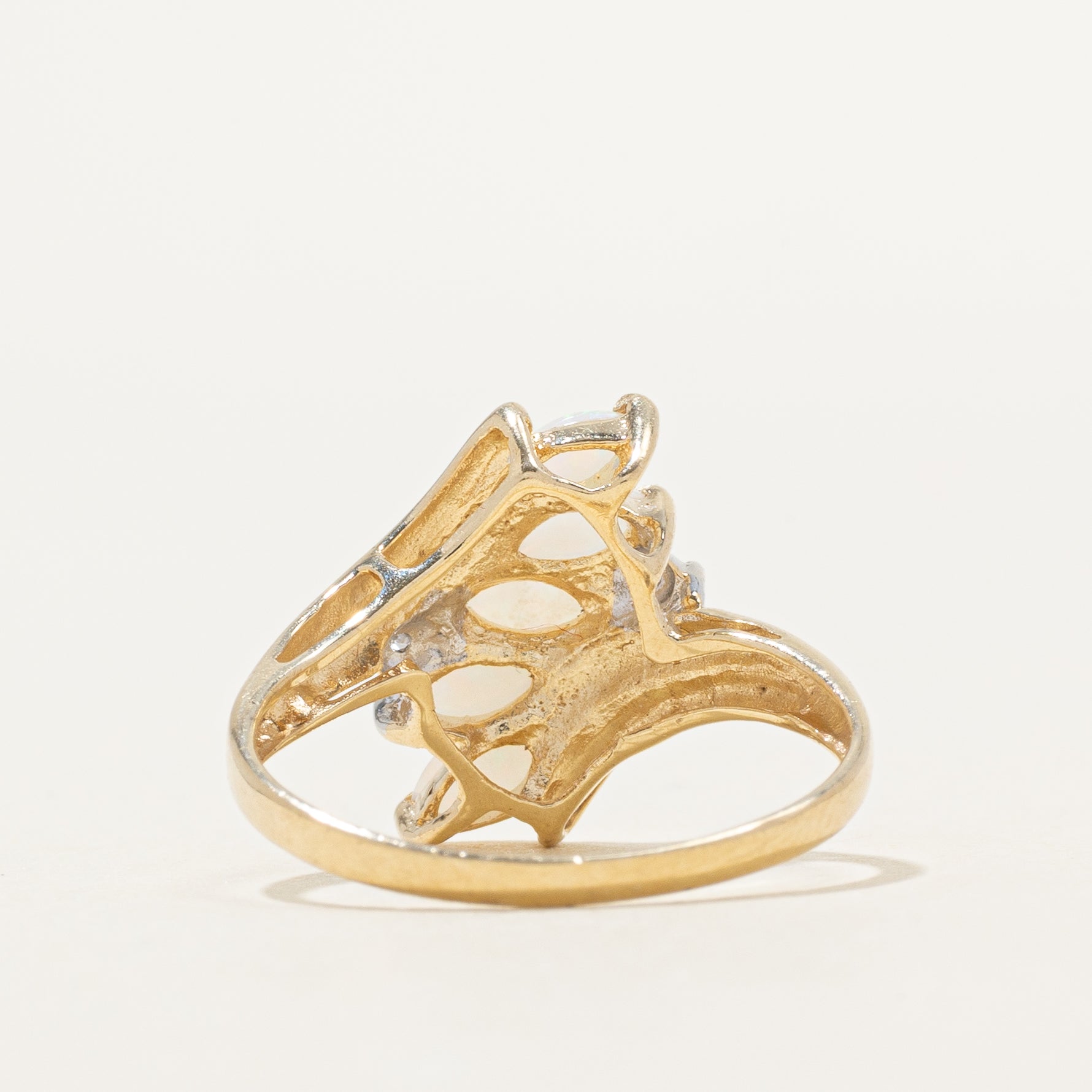 Five Stone Opal & Diamond Bypass Ring | 0.32ctw, 0.002ctw | SZ 7