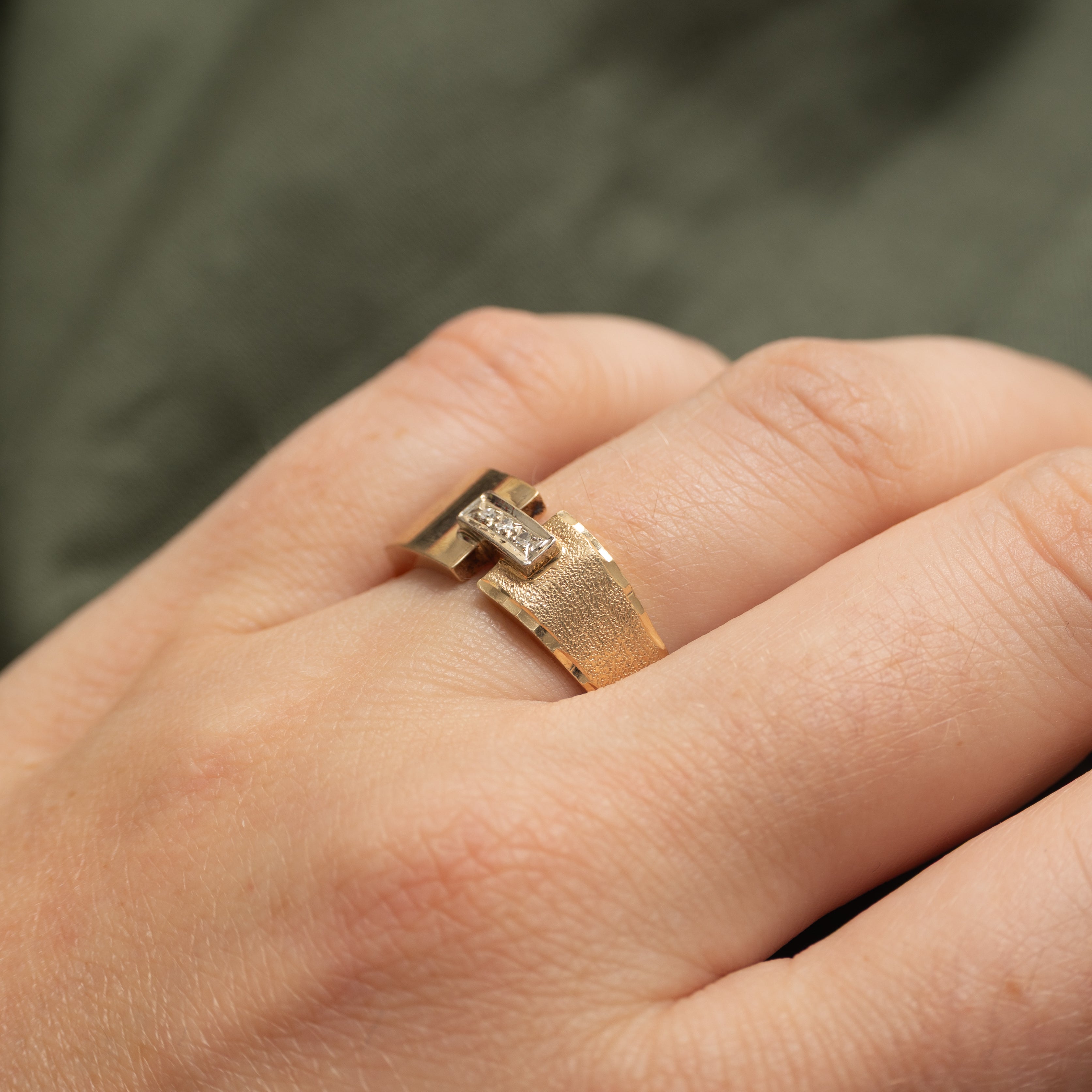 Diamond Textured Soft Square Ring | SZ 8.75