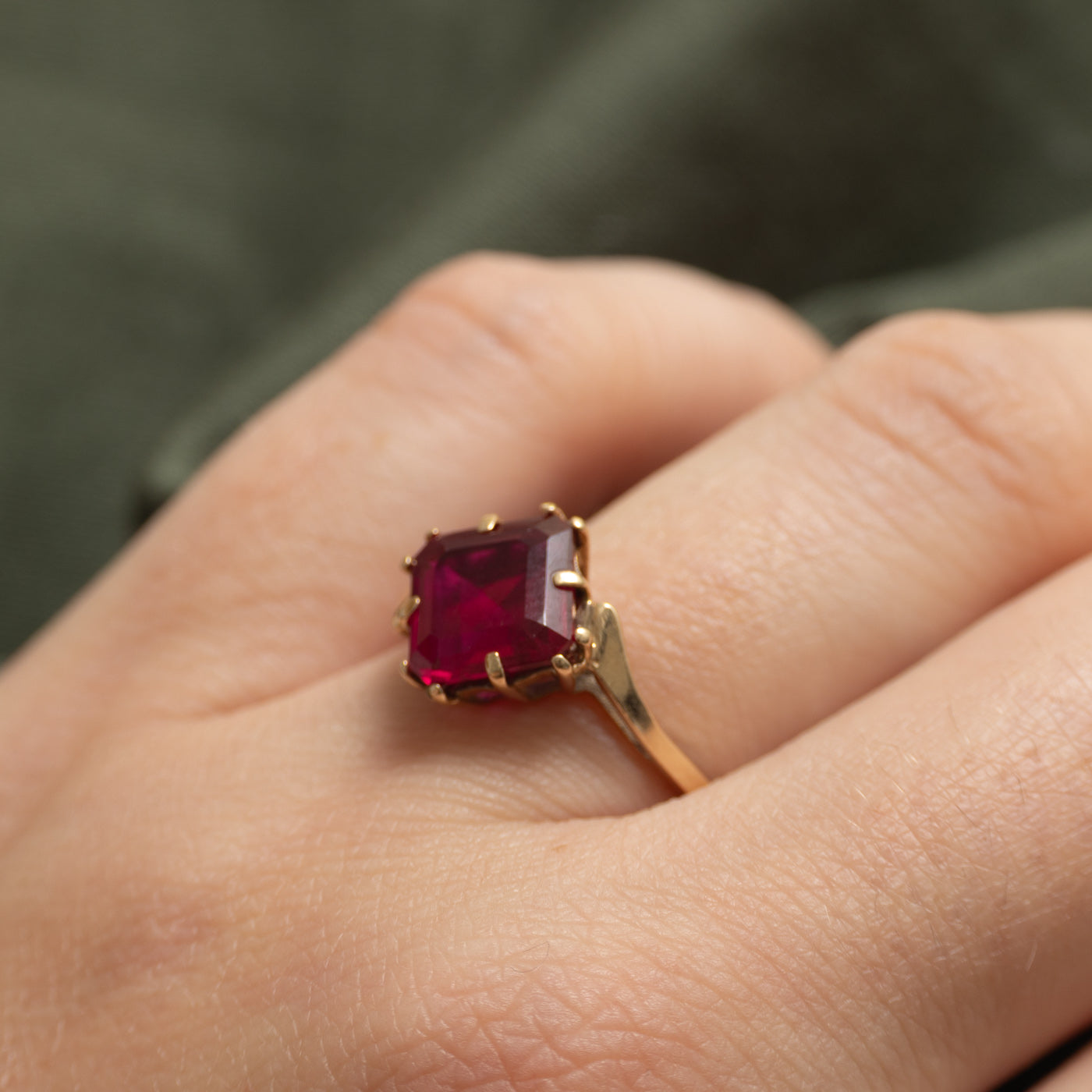 Synthetic Ruby Bypass Ring | 2.50ct | SZ 7.5